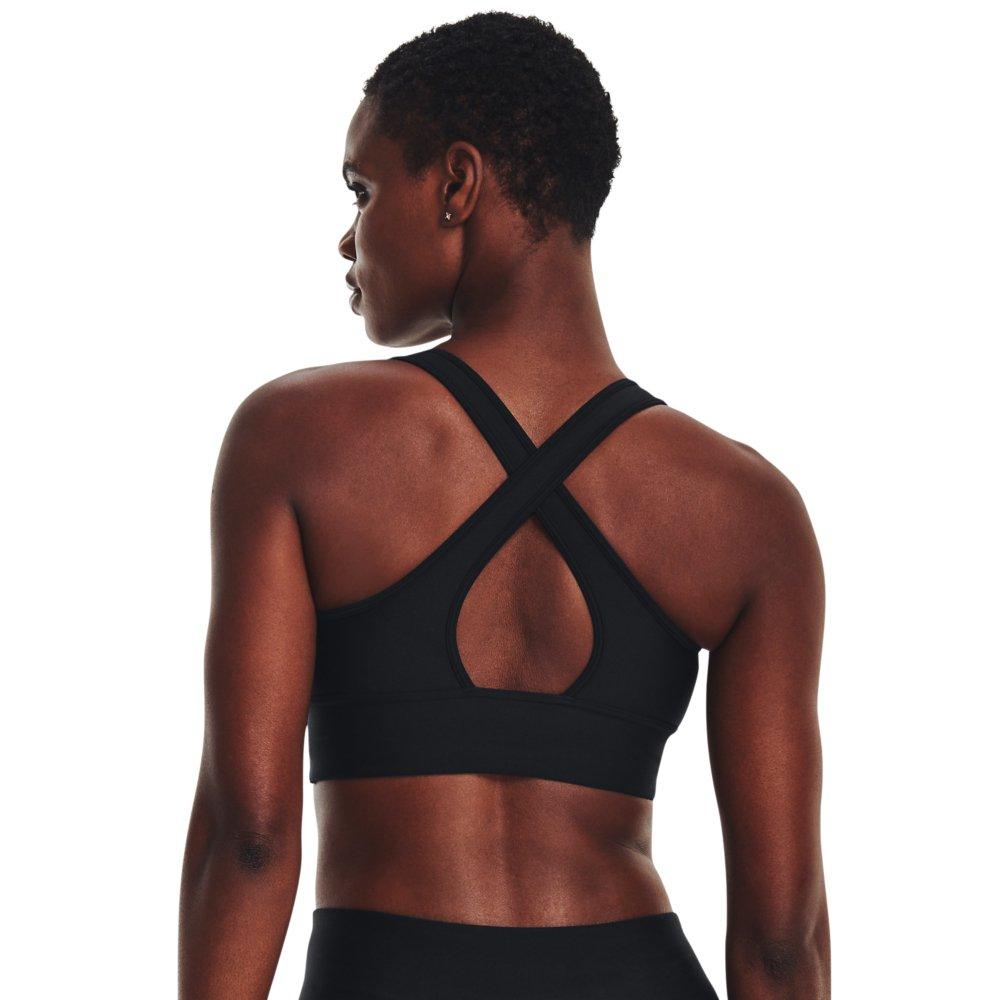Under Armour Women's Crossback Longline Sports Bra - BLACK/WHITE Thumbnail View 2
