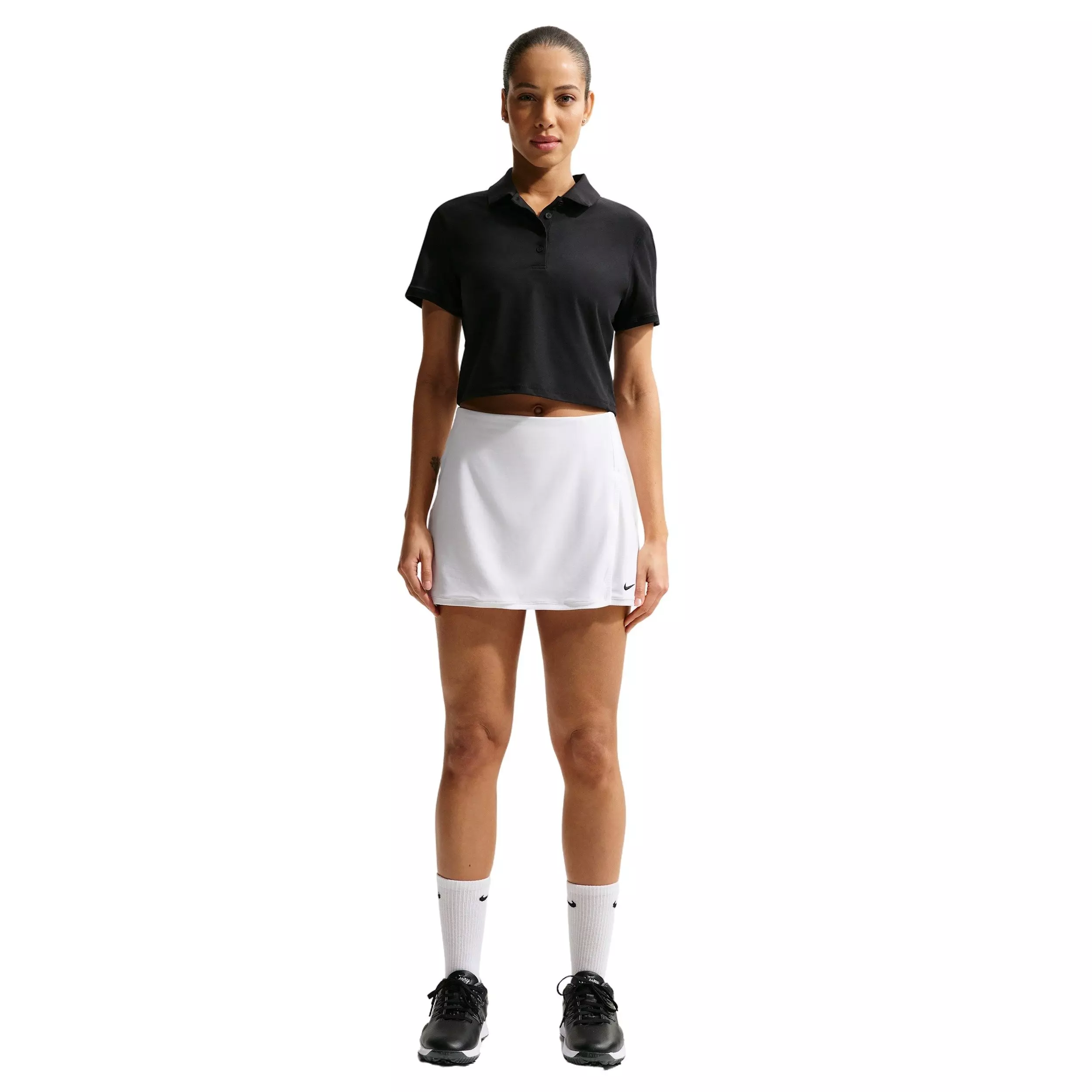 Nike Women's Victory Dri-FIT Short-Sleeve Cropped Golf Polo - BLACK/WHITE