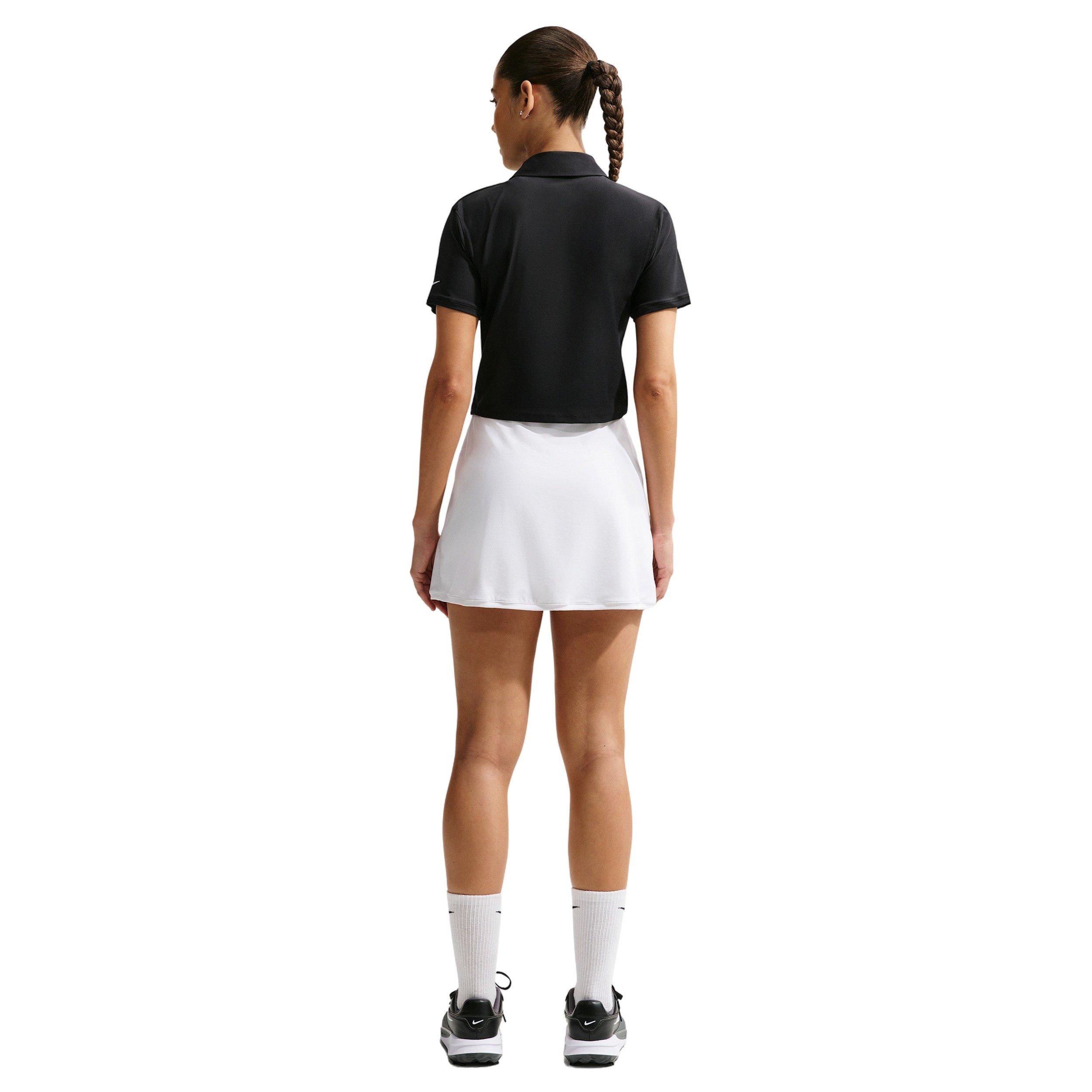 Nike Women's Victory Dri-FIT Short-Sleeve Cropped Golf Polo - BLACK/WHITE Thumbnail View 2