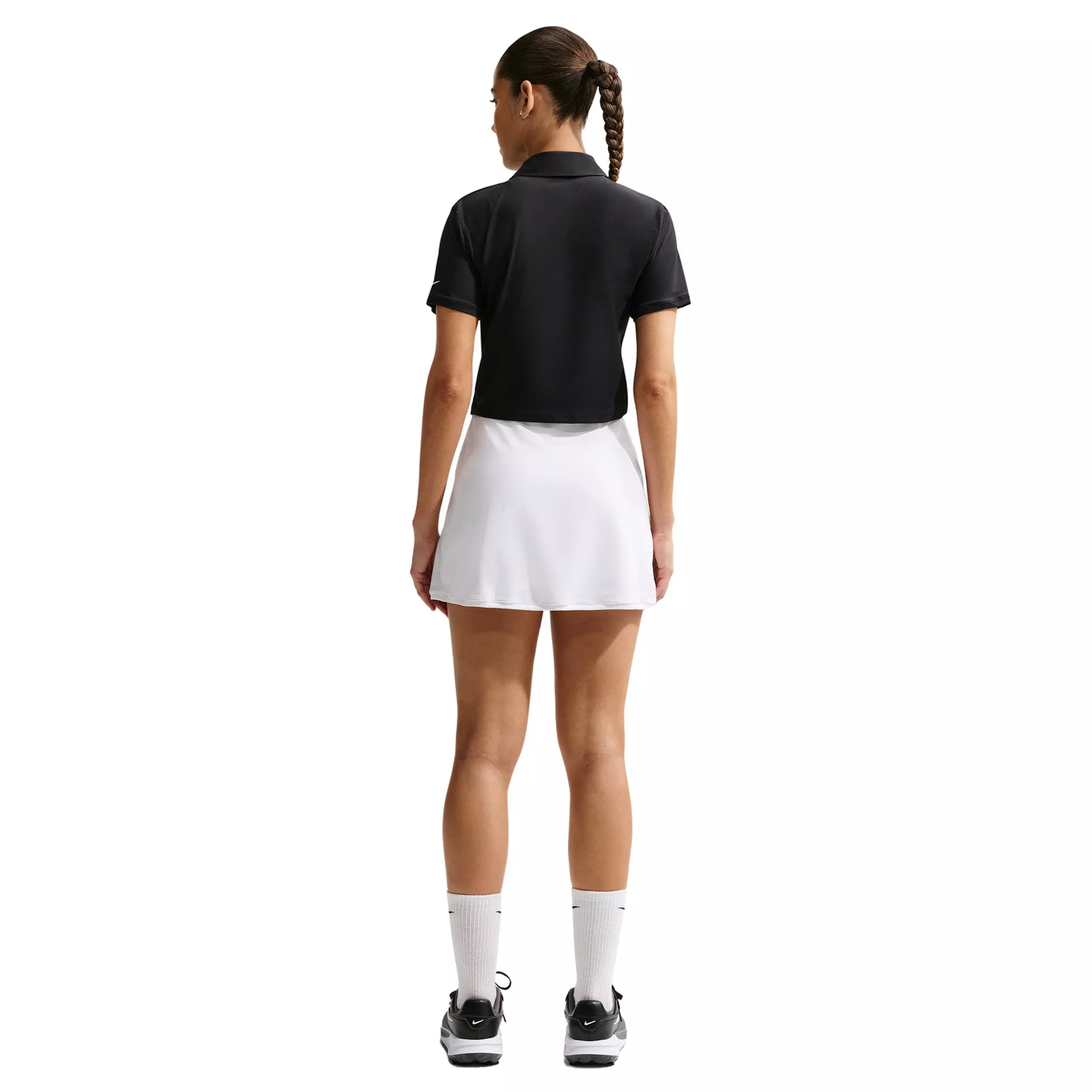Nike Women's Victory Dri-FIT Short-Sleeve Cropped Golf Polo - BLACK/WHITE