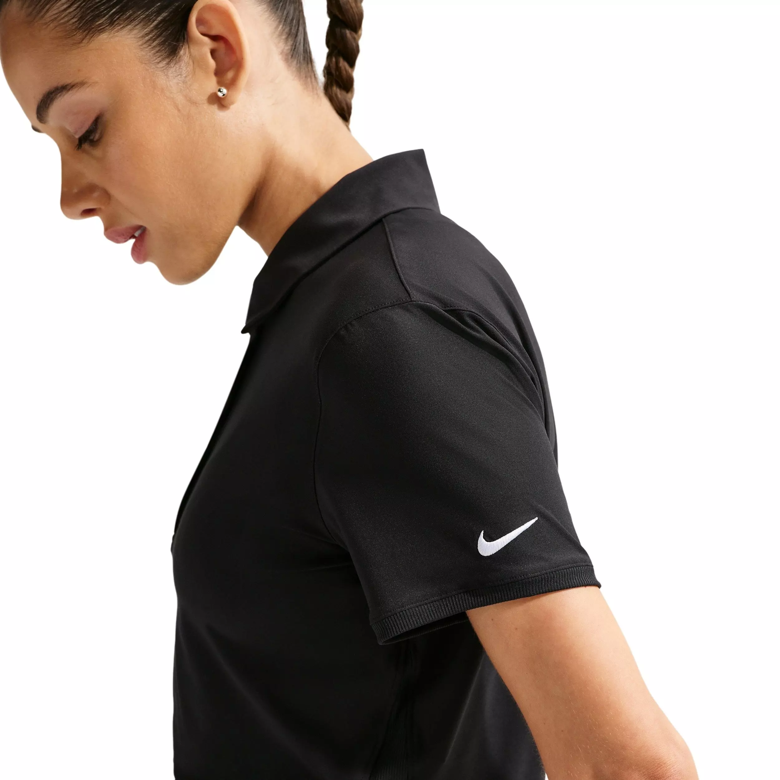 Nike Women's Victory Dri-FIT Short-Sleeve Cropped Golf Polo - BLACK/WHITE