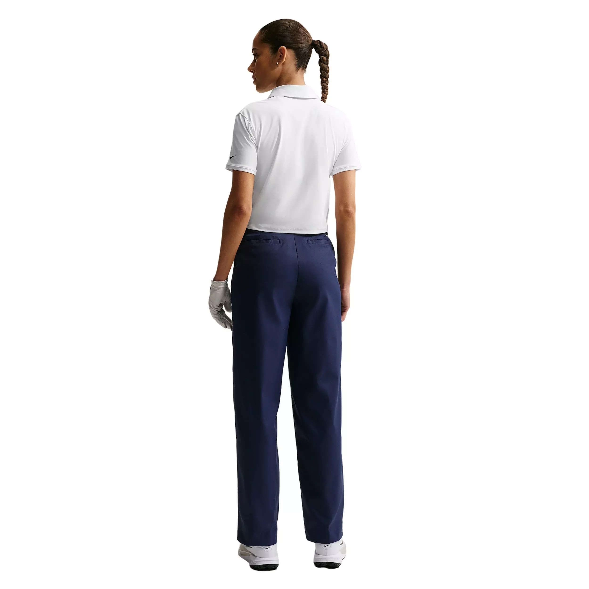 Nike Women's Victory Dri-FIT Short-Sleeve Cropped Golf Polo - WHITE/BLACK
