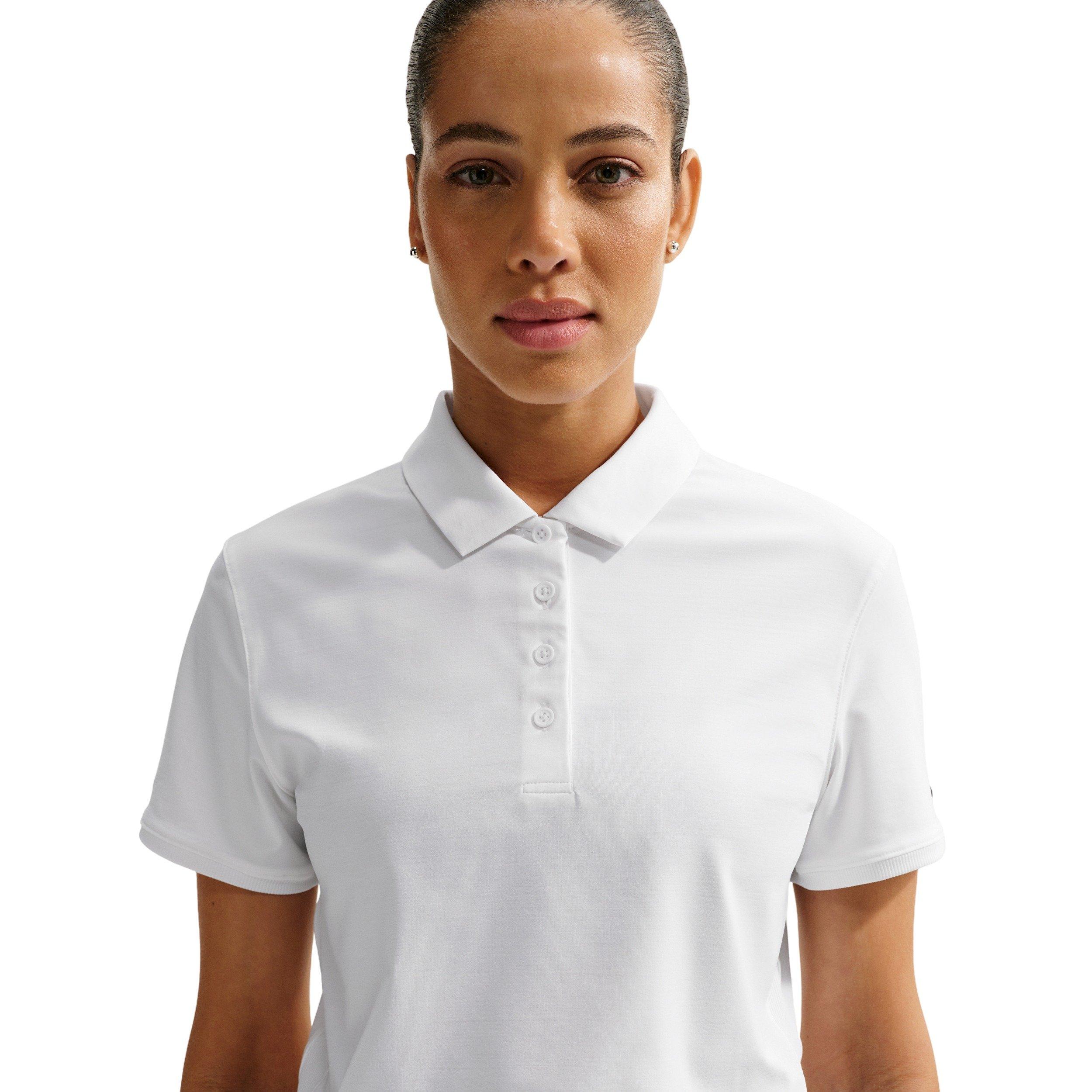 Nike Women's Victory Dri-FIT Short-Sleeve Cropped Golf Polo - WHITE/BLACK Thumbnail View 3