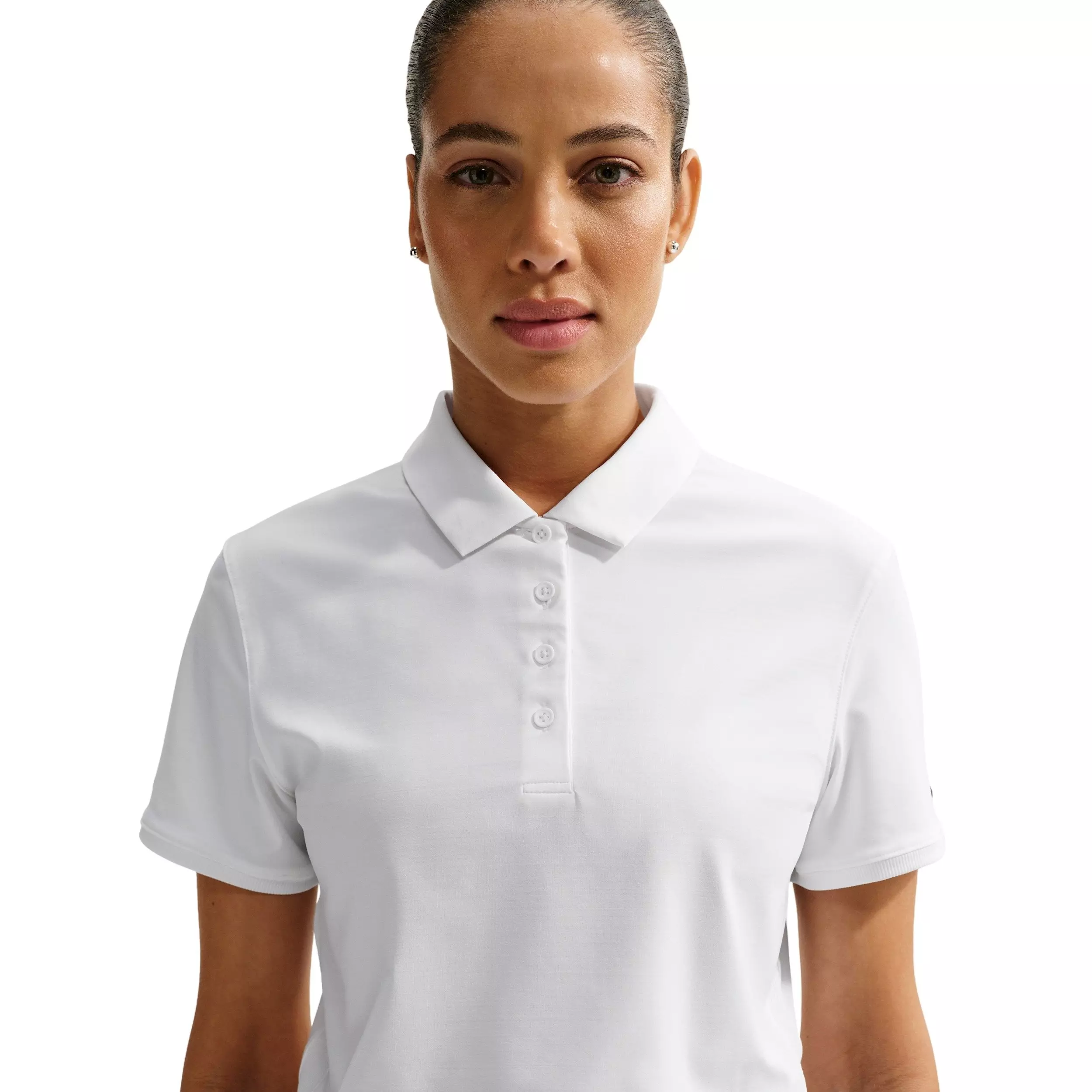 Nike Women's Victory Dri-FIT Short-Sleeve Cropped Golf Polo - WHITE/BLACK