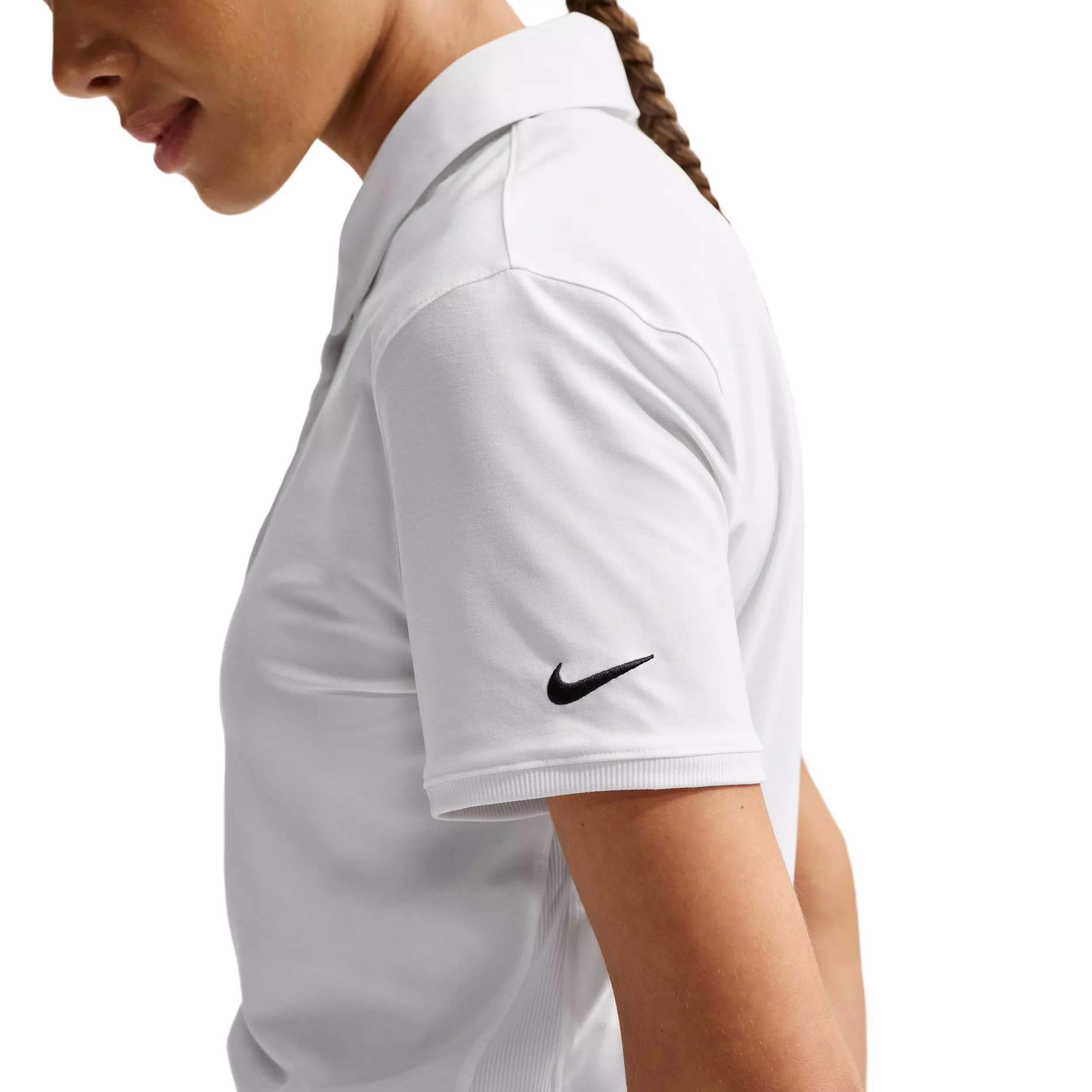 Nike Women's Victory Dri-FIT Short-Sleeve Cropped Golf Polo - WHITE/BLACK