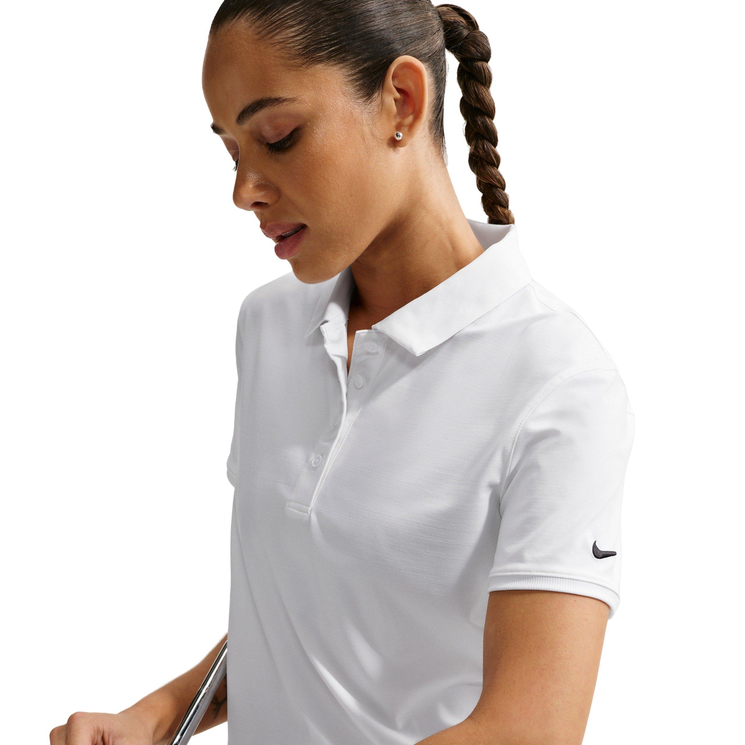 Nike Women's Victory Dri-FIT Short-Sleeve Cropped Golf Polo - WHITE/BLACK Thumbnail View 5