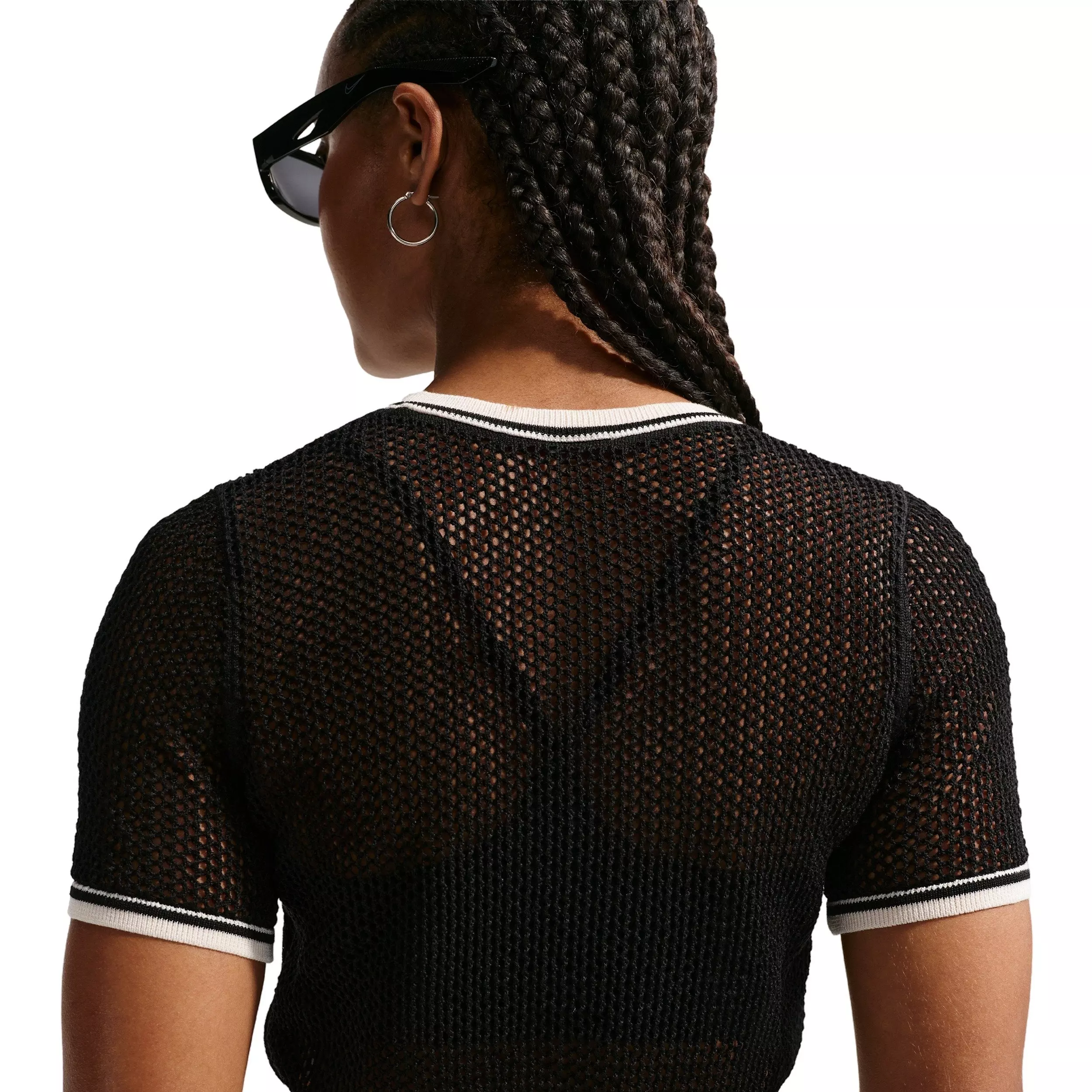 Nike Women's Sportswear Chill Knit Tight Crop Top - BLACK/OFF-WHITE