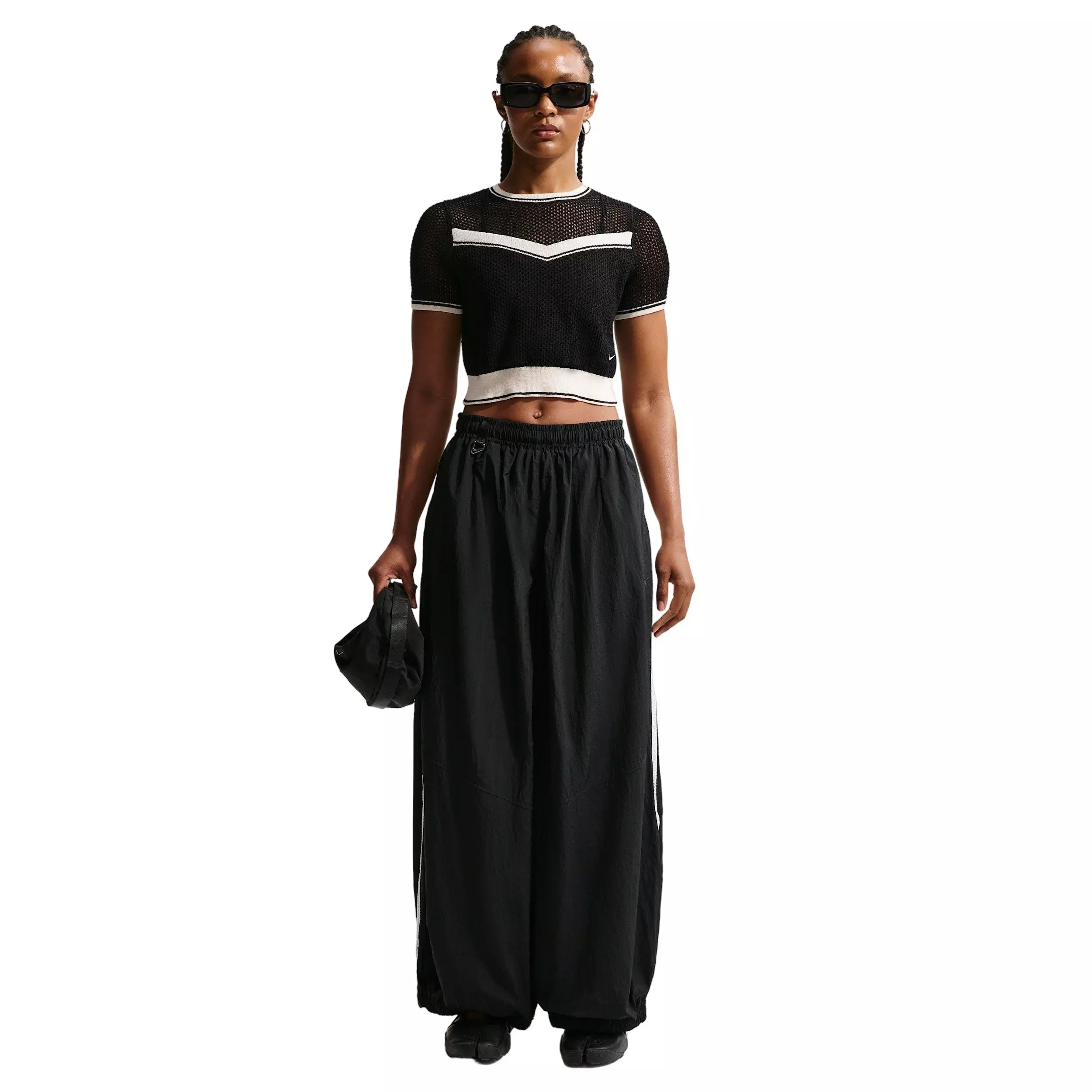 Nike Women's Sportswear Chill Knit Tight Crop Top - BLACK/OFF-WHITE