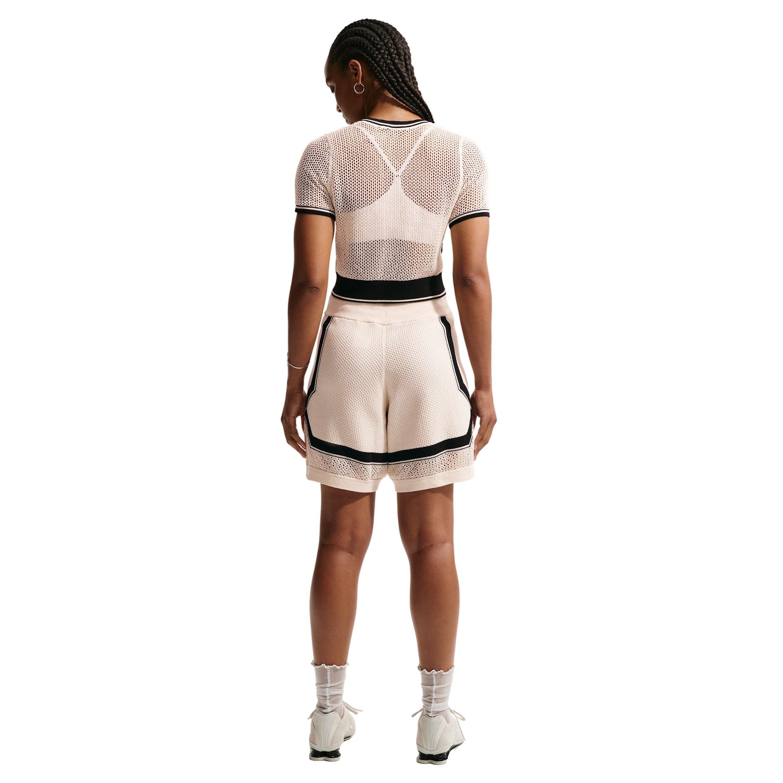 Nike Women's Sportswear Chill Knit Tight Crop Top - OFF-WHITE/BLACK Thumbnail View 2
