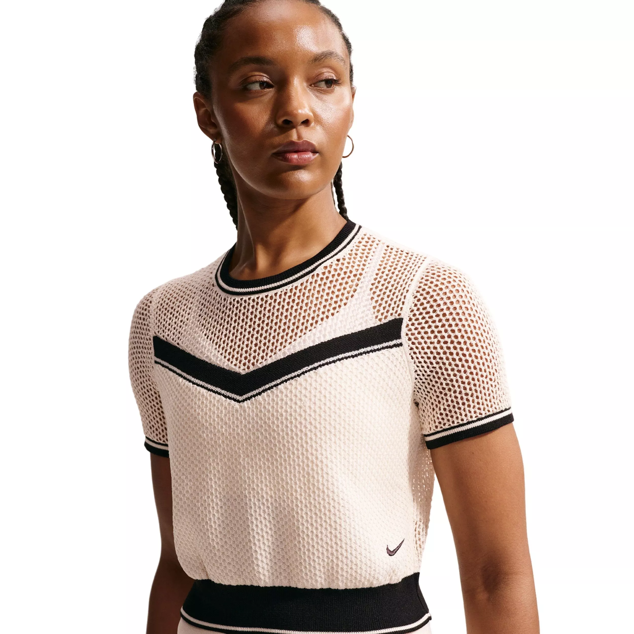Nike Women's Sportswear Chill Knit Tight Crop Top - OFF-WHITE/BLACK