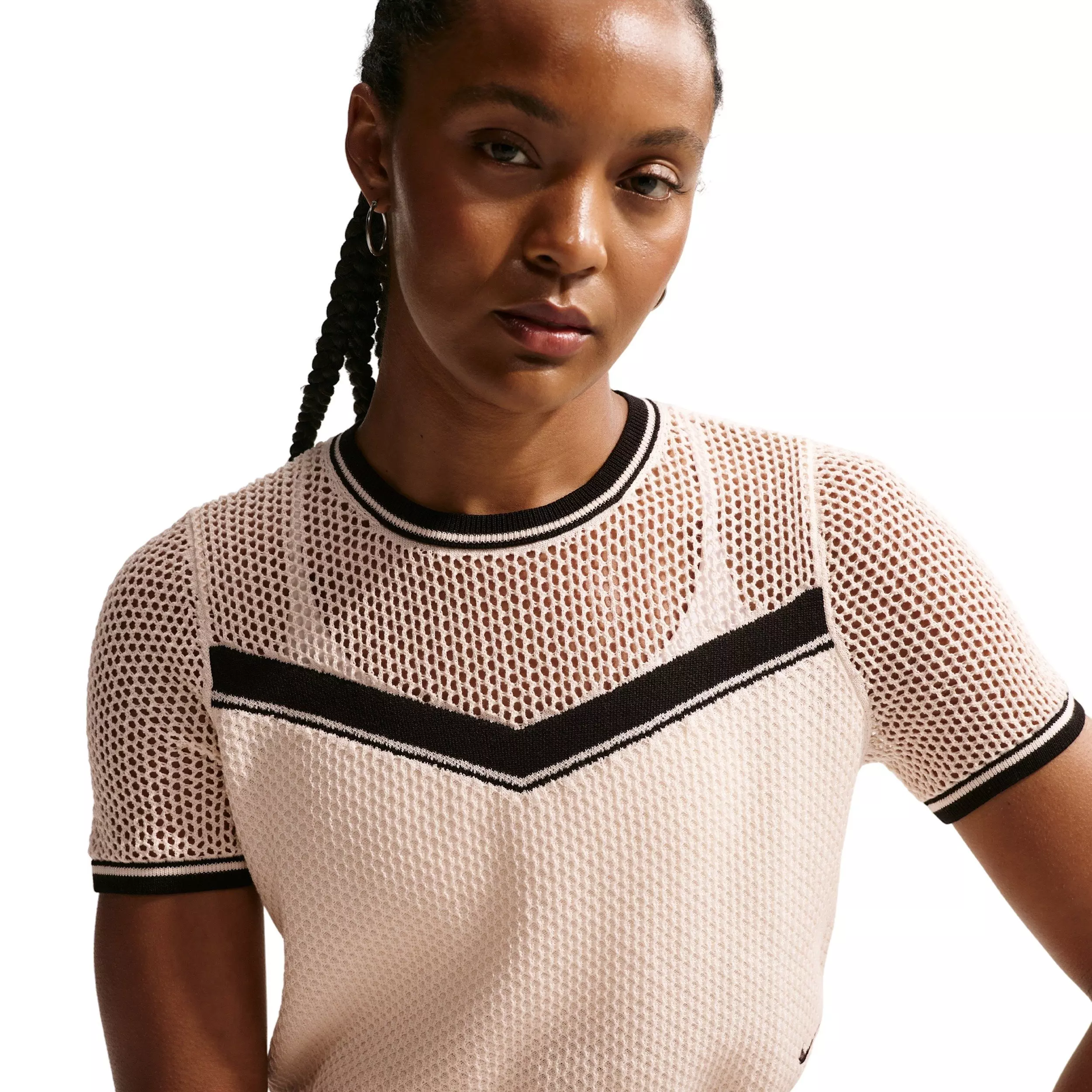 Nike Women's Sportswear Chill Knit Tight Crop Top - OFF-WHITE/BLACK
