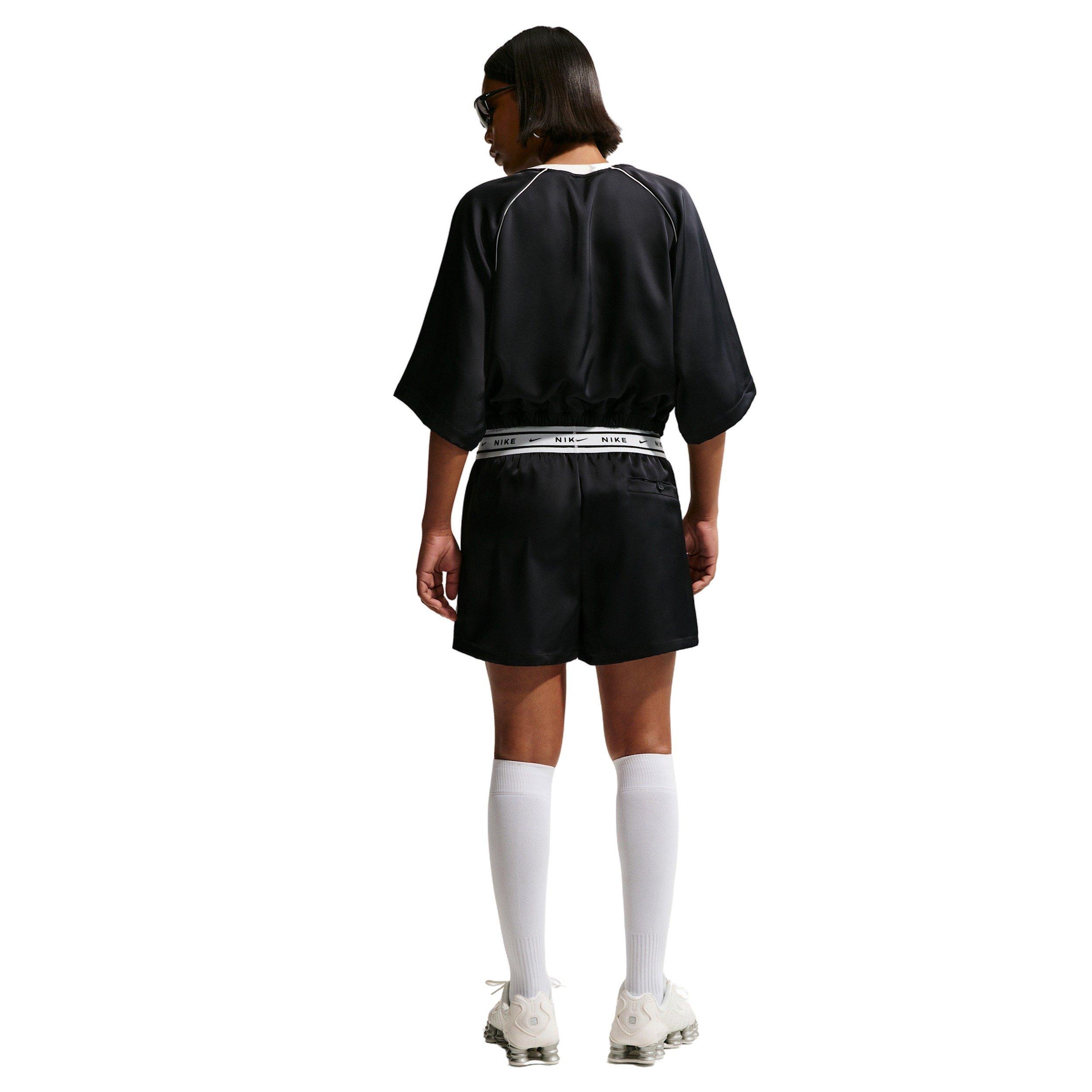 Nike Women's Sportswear Oversized Satin Top - BLACK/OFF-WHITE Thumbnail View 2
