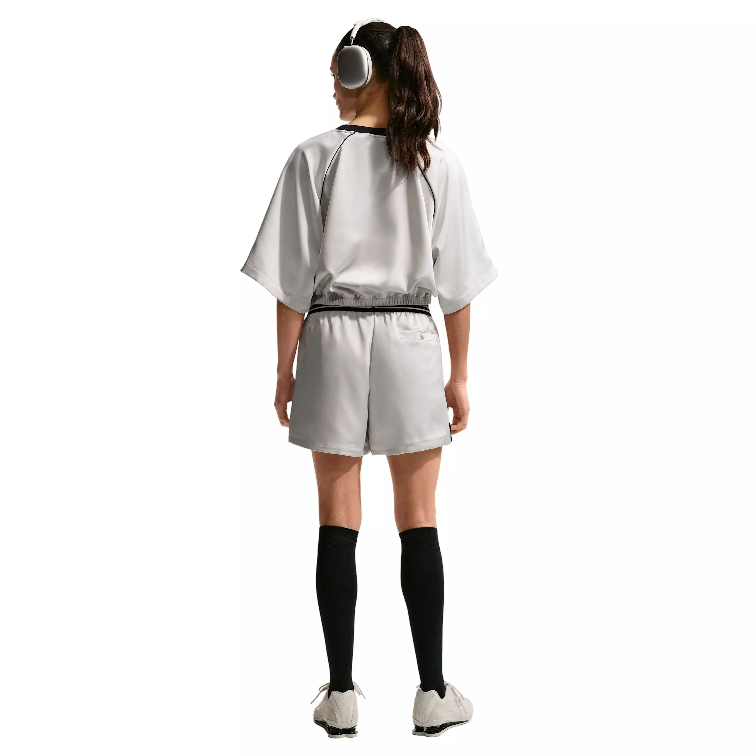 Nike Women's Sportswear Oversized Satin Top - GREY/BLACK