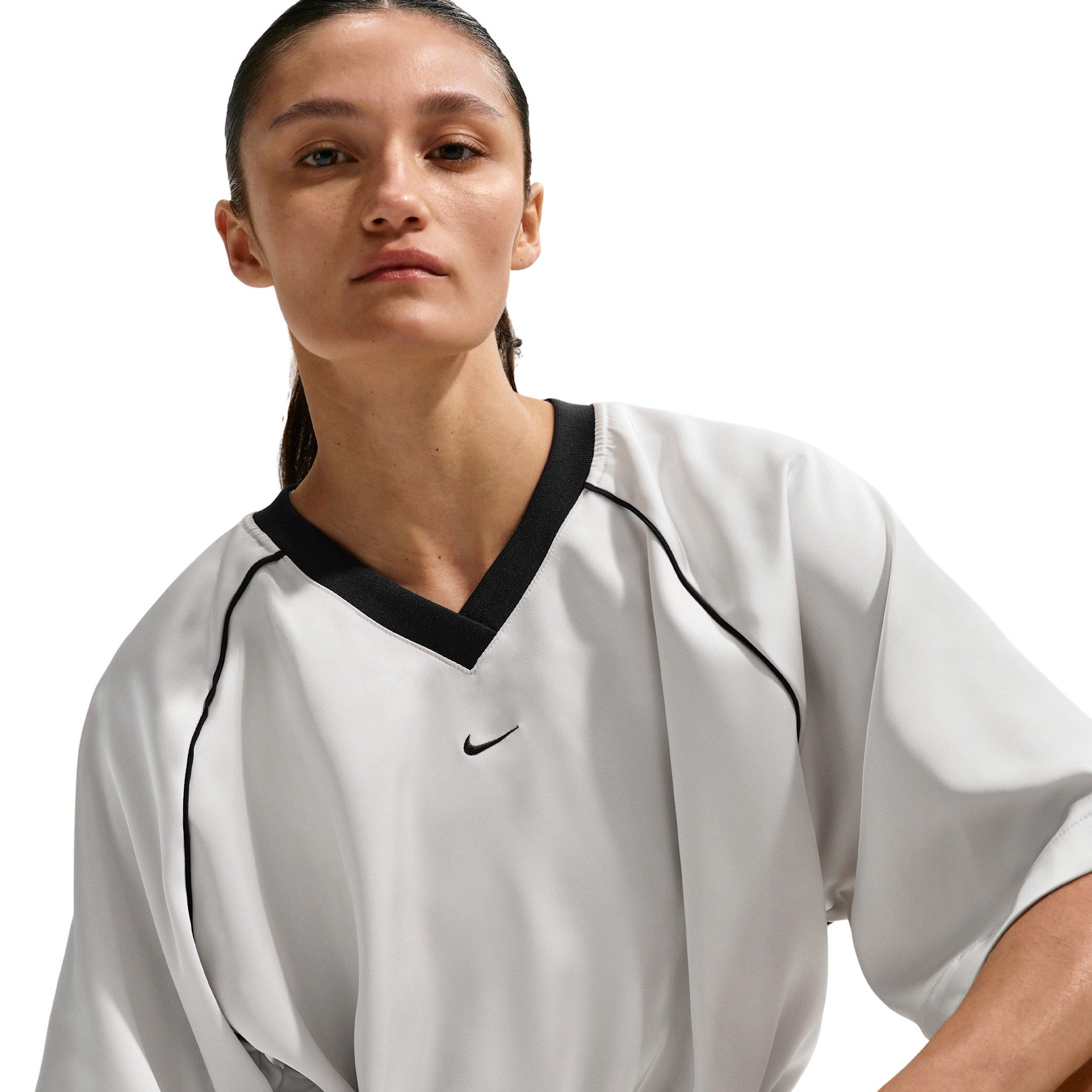 Nike Women's Sportswear Oversized Satin Top - GREY/BLACK Thumbnail View 3