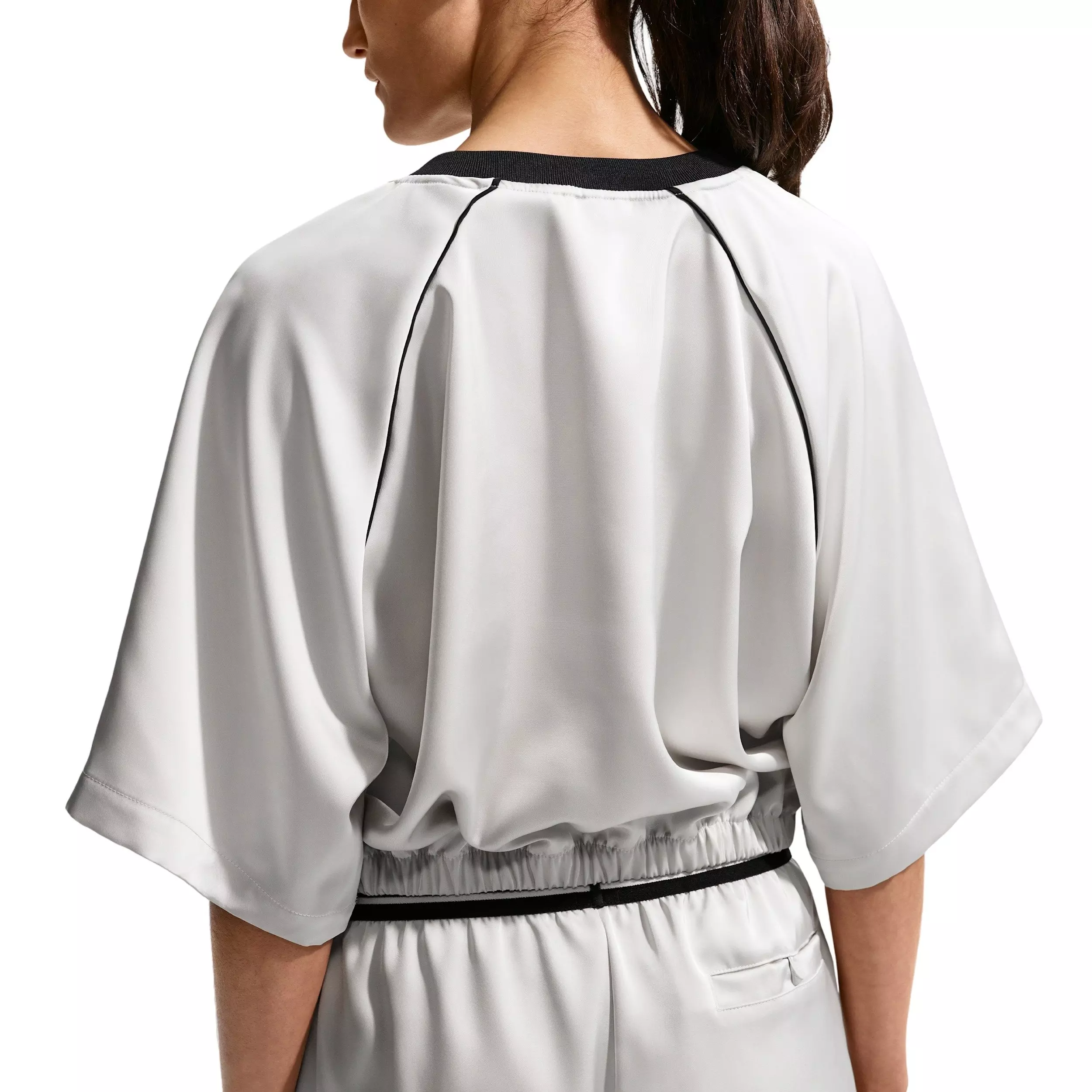 Nike Women's Sportswear Oversized Satin Top - GREY/BLACK
