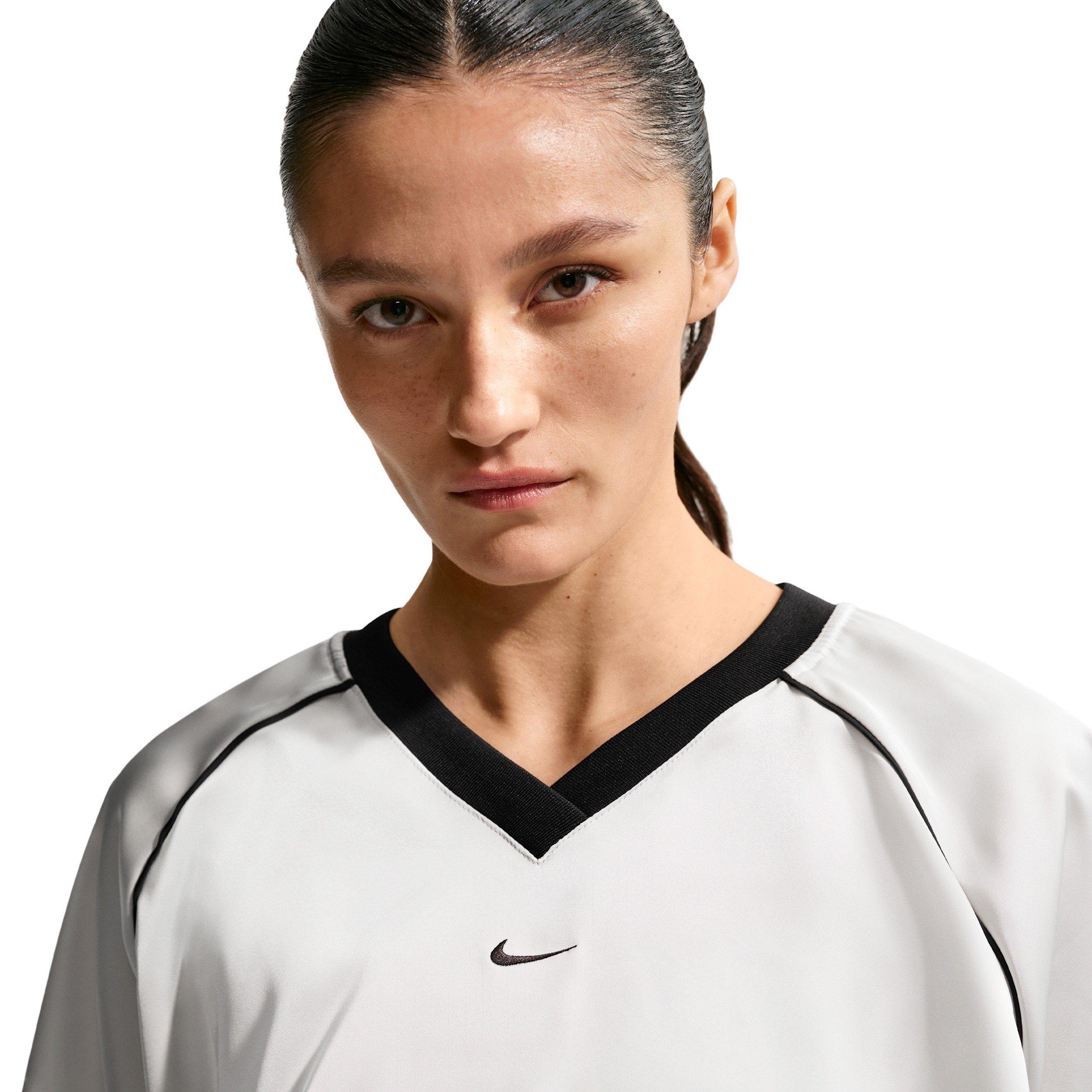 Nike Women's Sportswear Oversized Satin Top - GREY/BLACK Thumbnail View 5