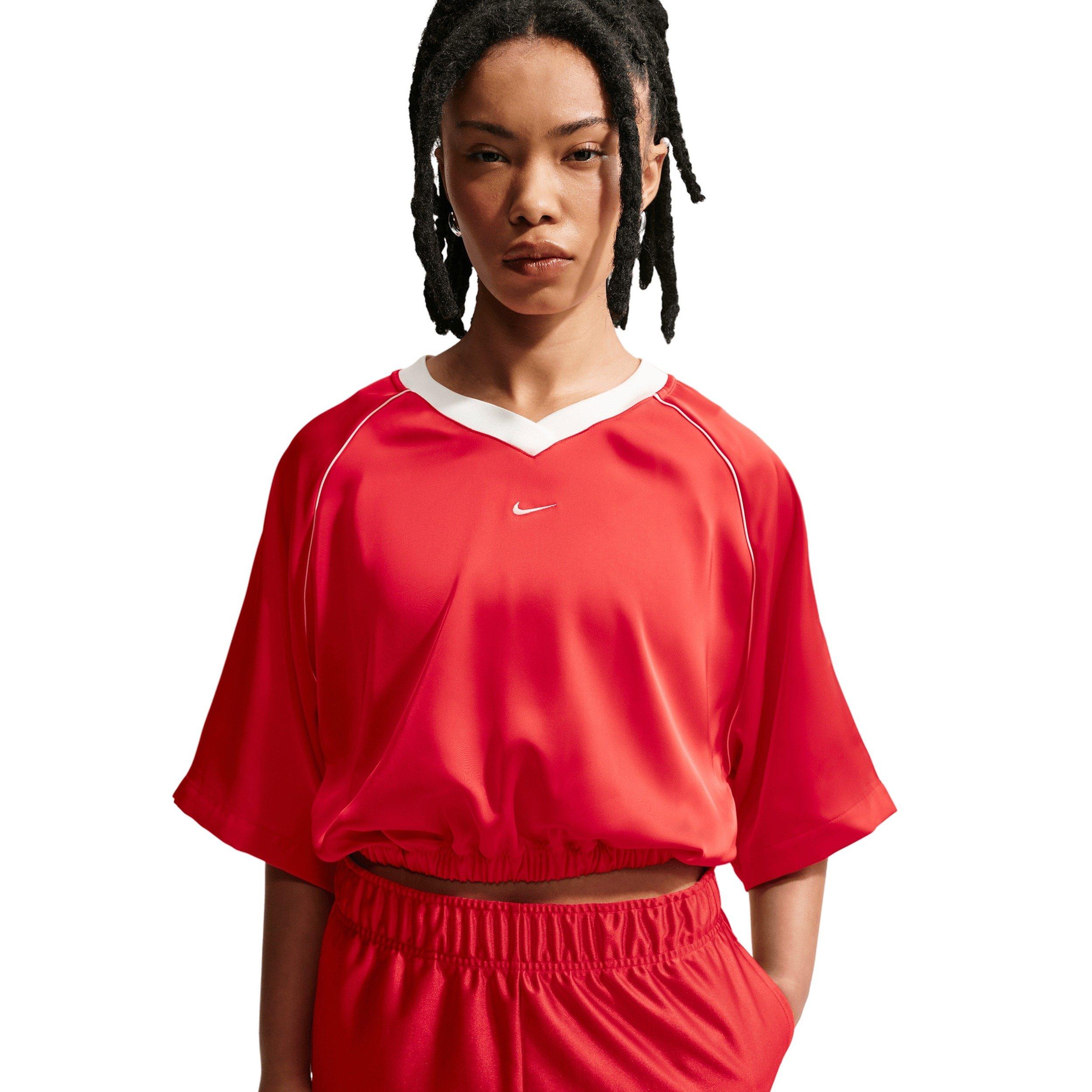 Nike Women's Sportswear Oversized Satin Top - CRIMSON Thumbnail View 3