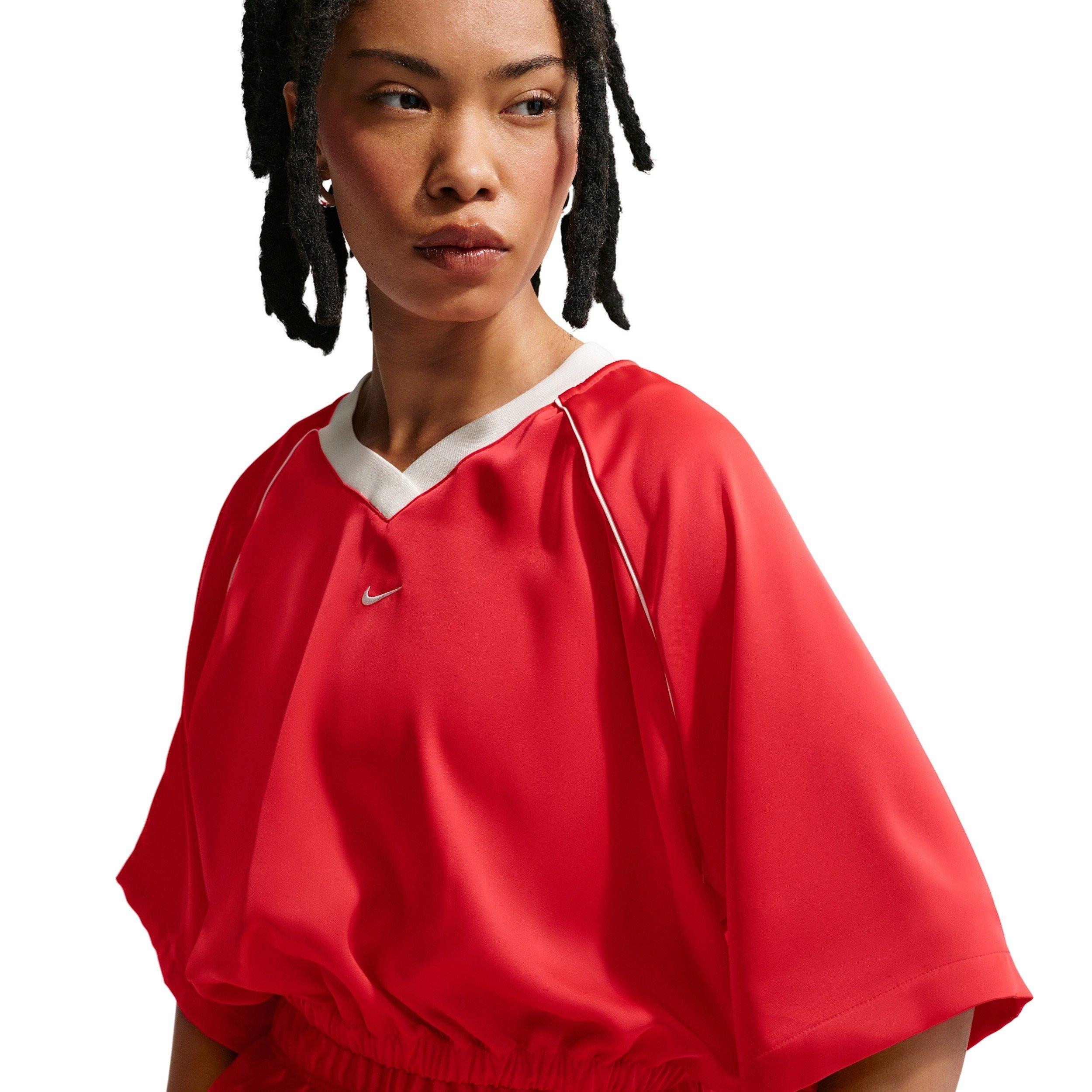 Nike Women's Sportswear Oversized Satin Top - CRIMSON Thumbnail View 5