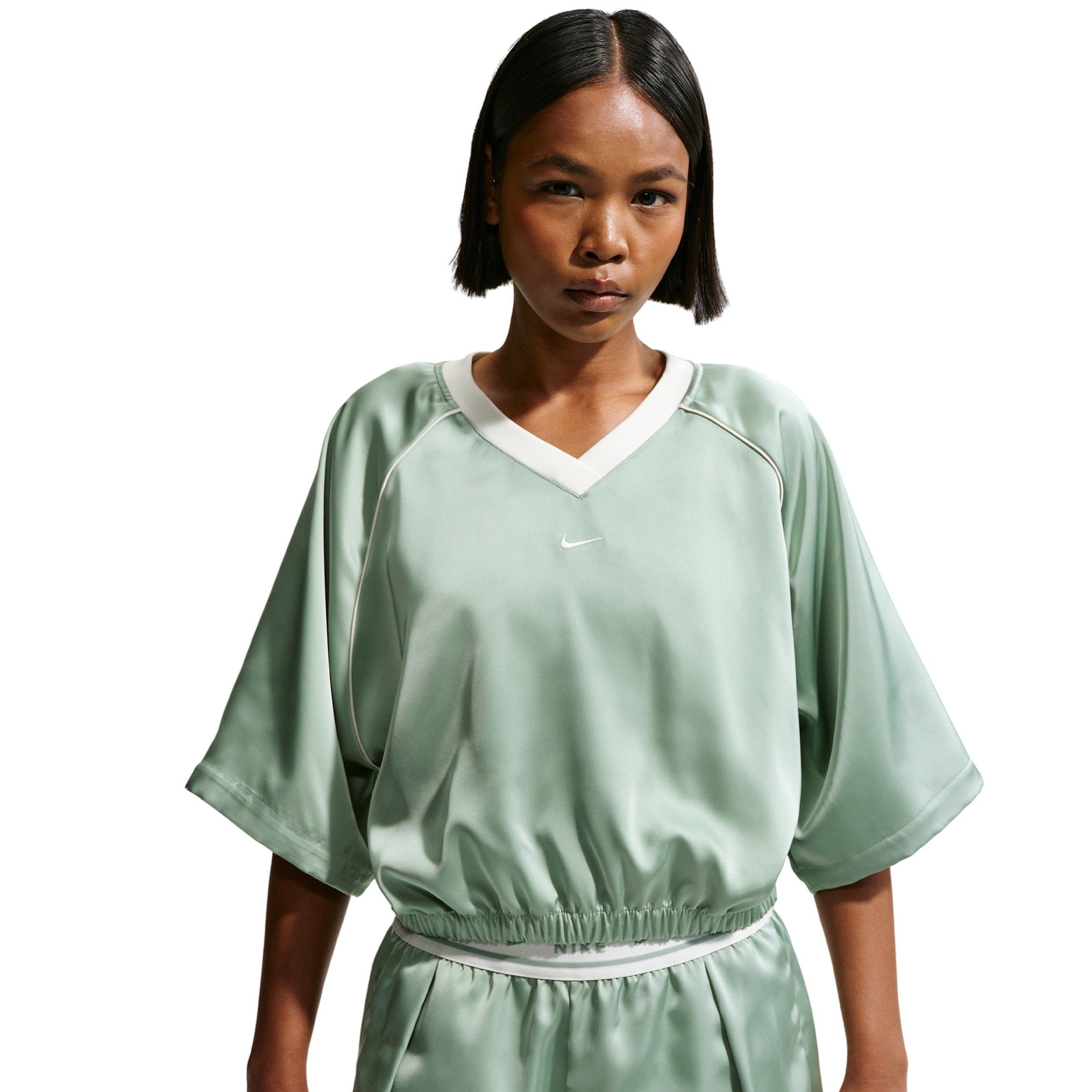 Nike Women's Sportswear Oversized Satin Top - GREEN
