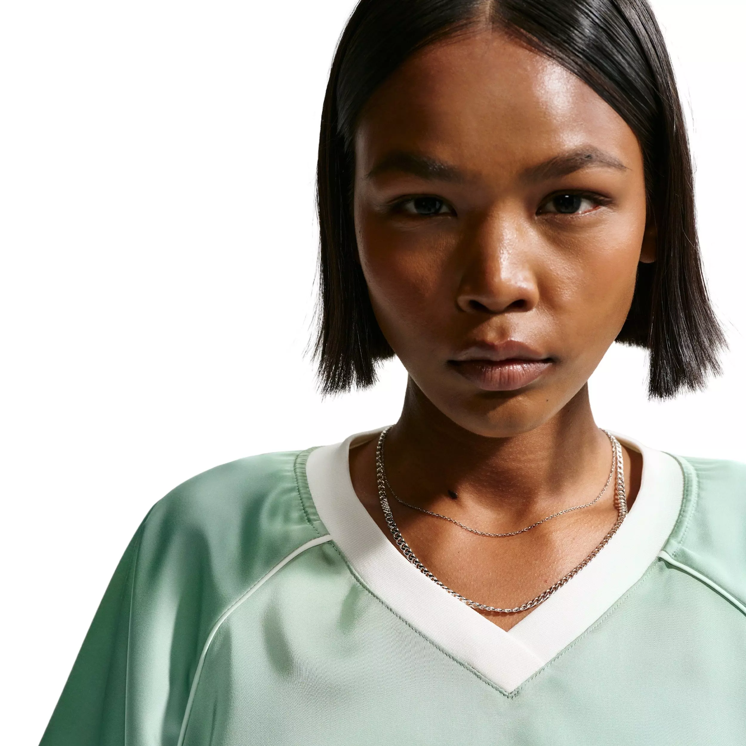 Nike Women's Sportswear Oversized Satin Top - GREEN