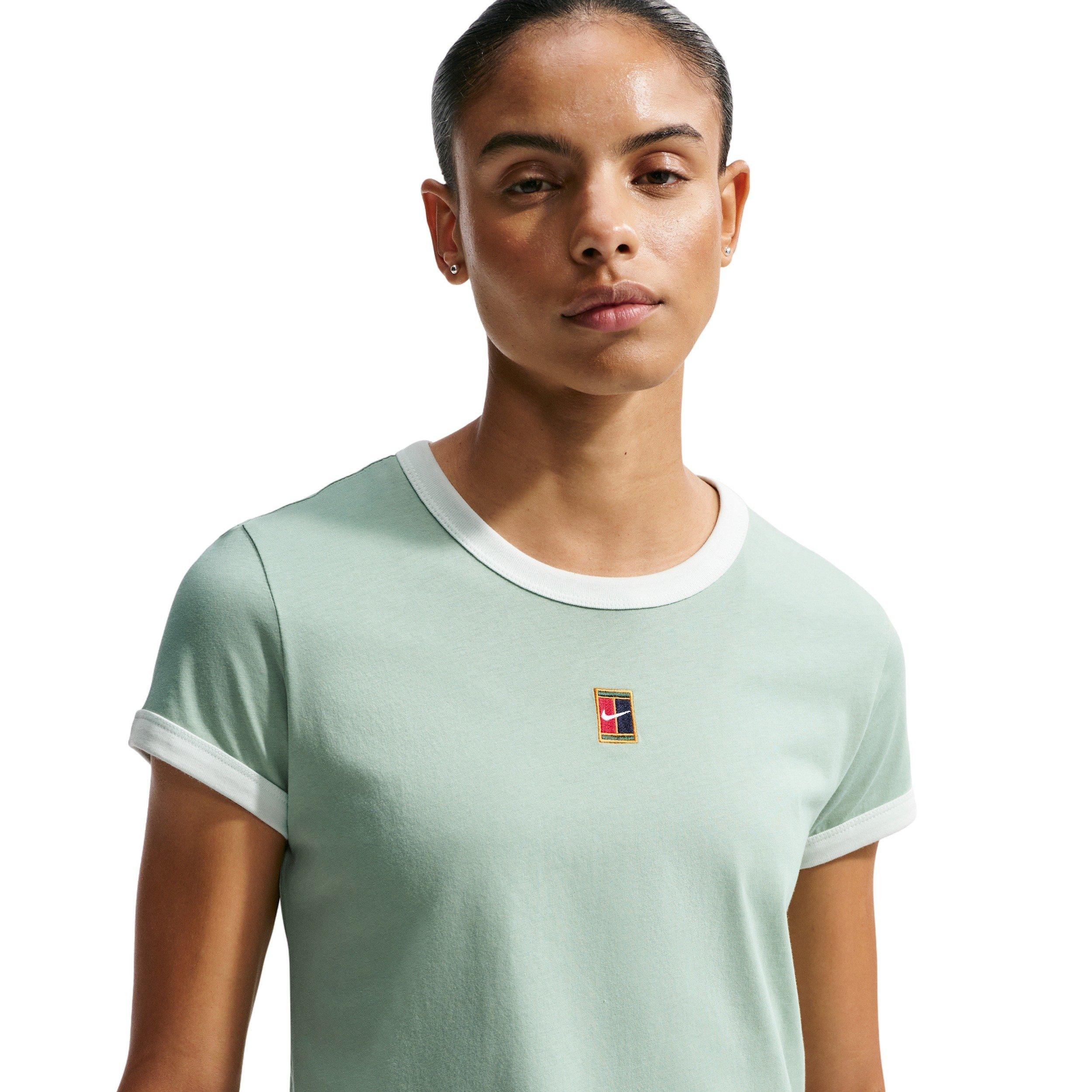 Nike Women's Heritage Short Sleeve Tennis T-Shirt - Green - GREEN Thumbnail View 3