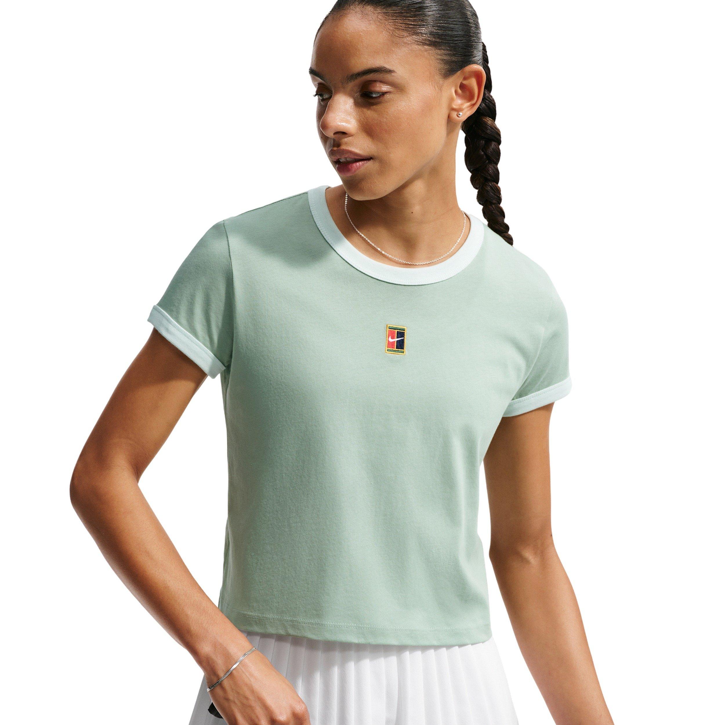 Nike Women's Heritage Short Sleeve Tennis T-Shirt - Green - GREEN Thumbnail View 5