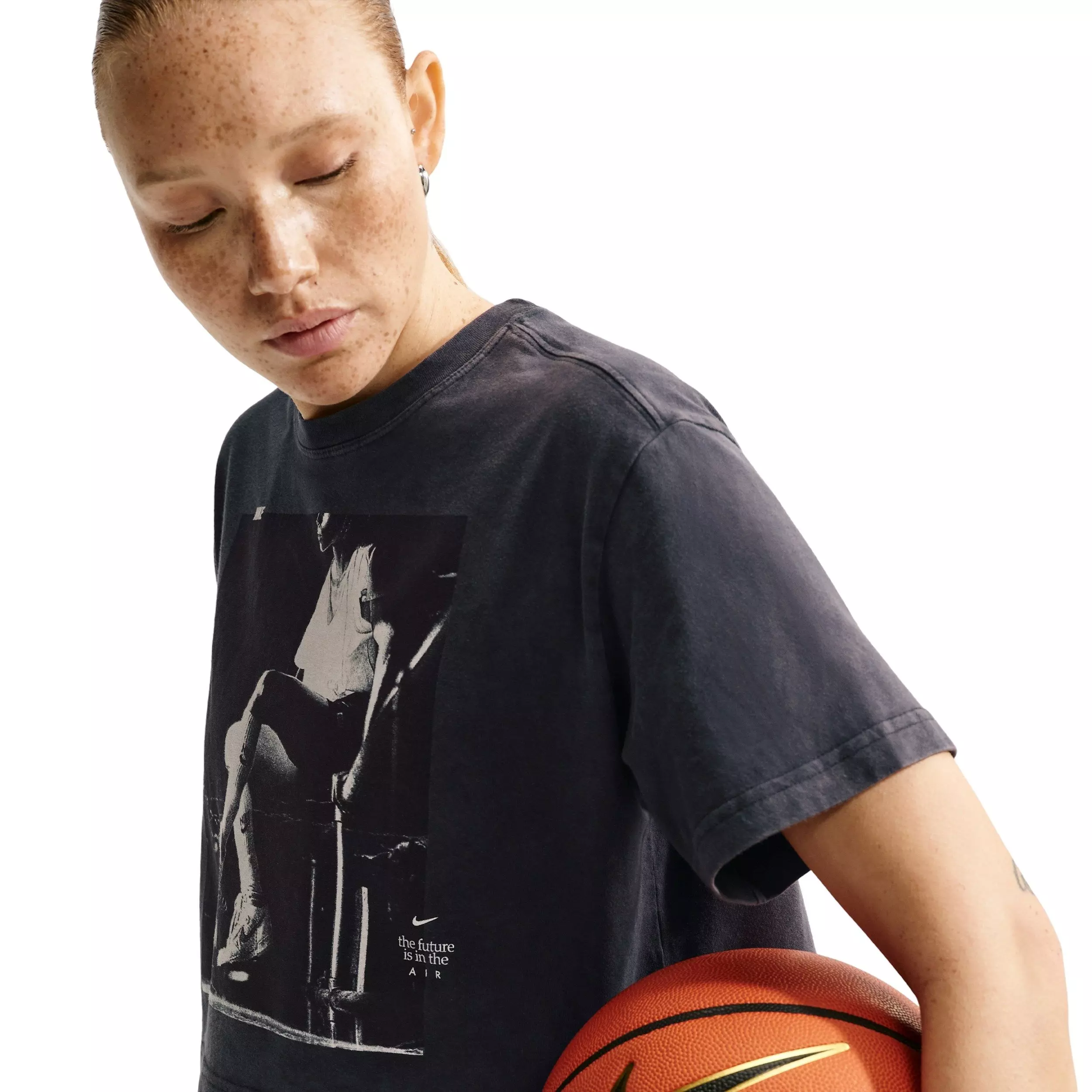 Nike Women's Photo Crop Basketball Tee - BLACK