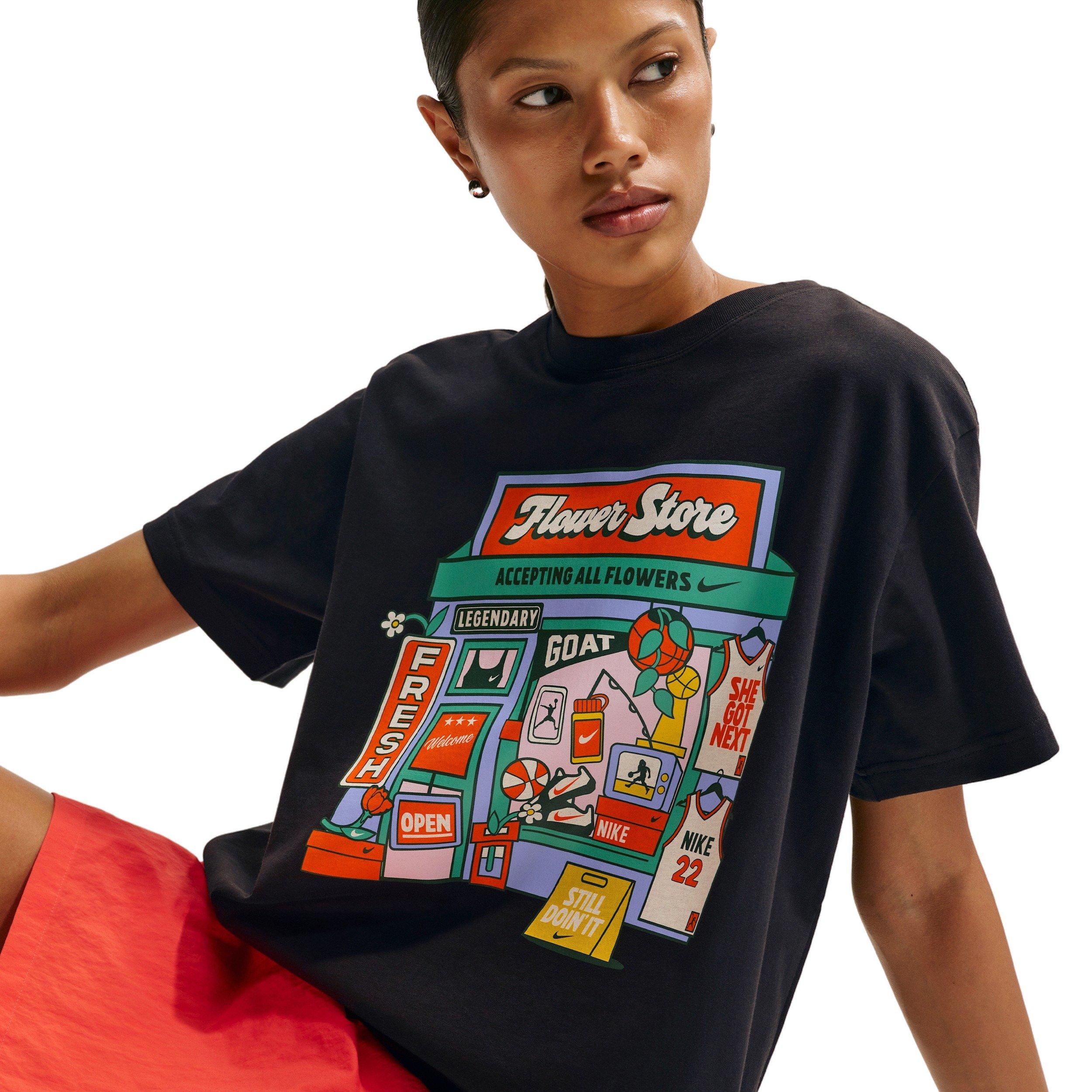 Nike Women's Oversized Flower Store Graphic T-Shirt - BLACK Thumbnail View 3