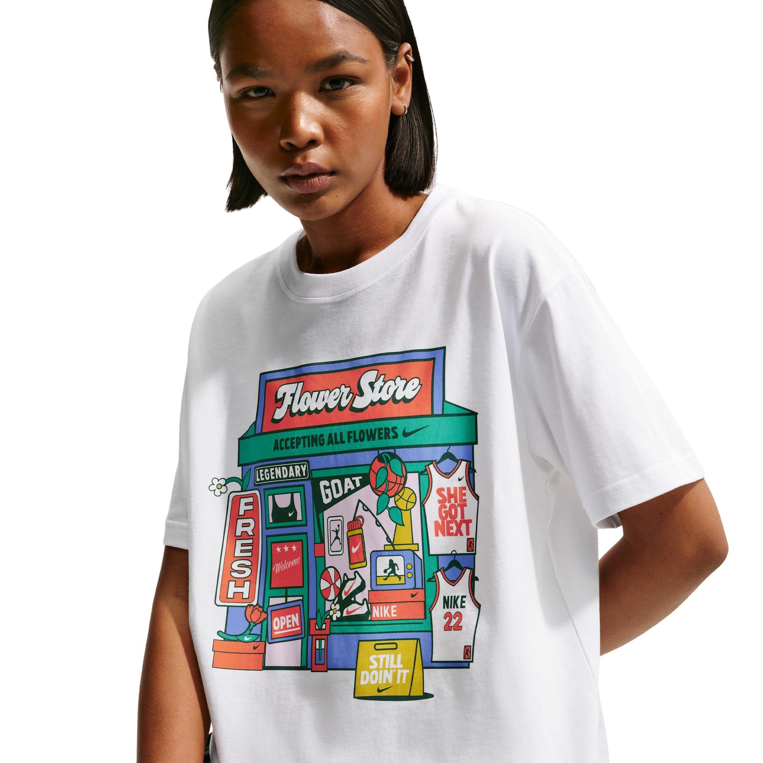 Nike Women's Oversized Flower Store Graphic T-Shirt - WHITE Thumbnail View 3