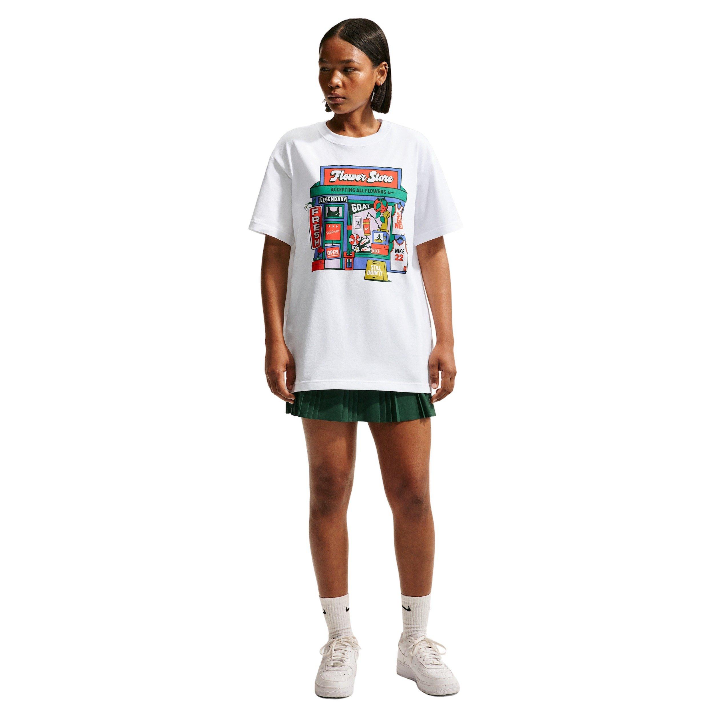 Nike Women's Oversized Flower Store Graphic T-Shirt - WHITE Thumbnail View 4