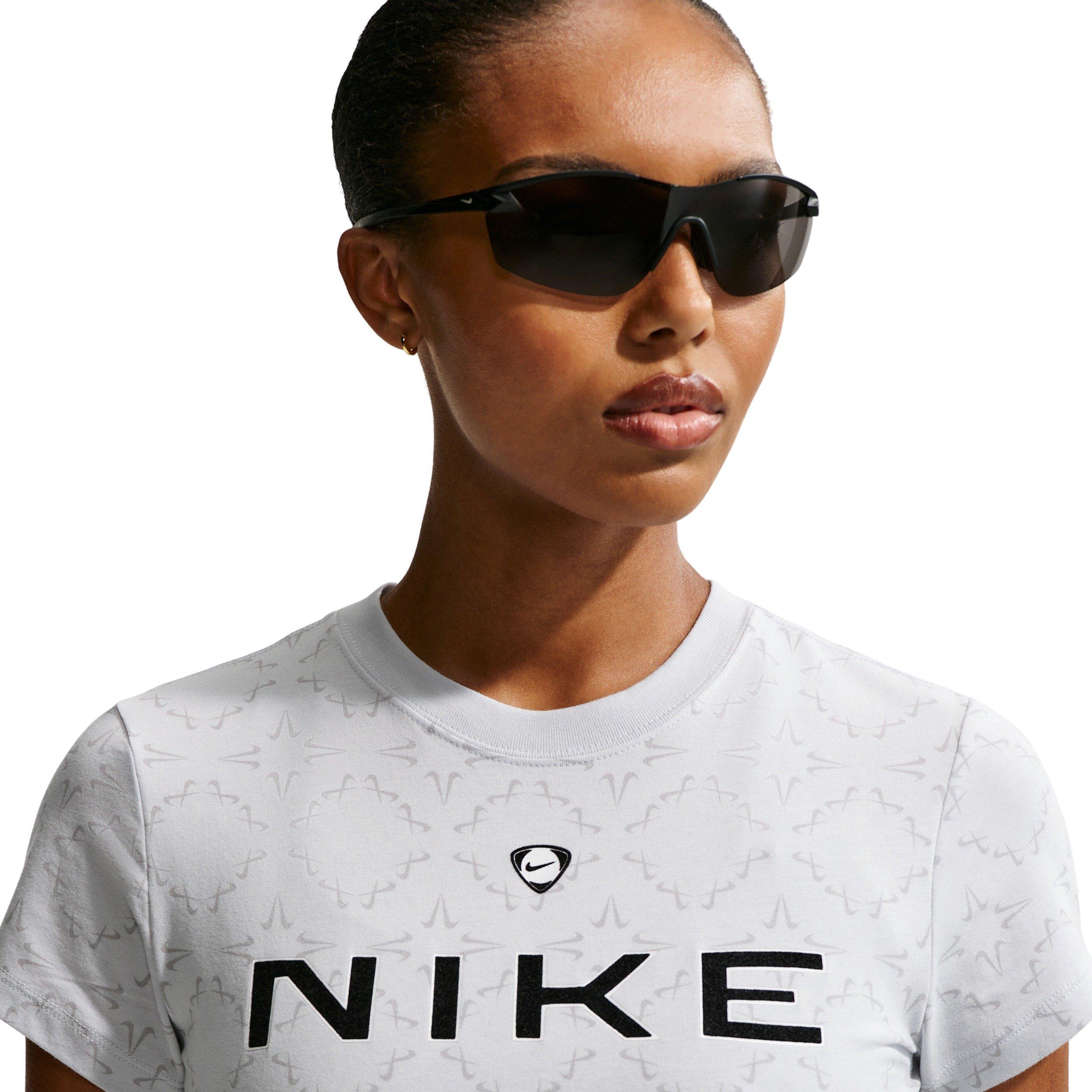 Nike Women's Sportswear Chill Knit Slim Short Sleeve Cropped T-Shirt - GREY Thumbnail View 5