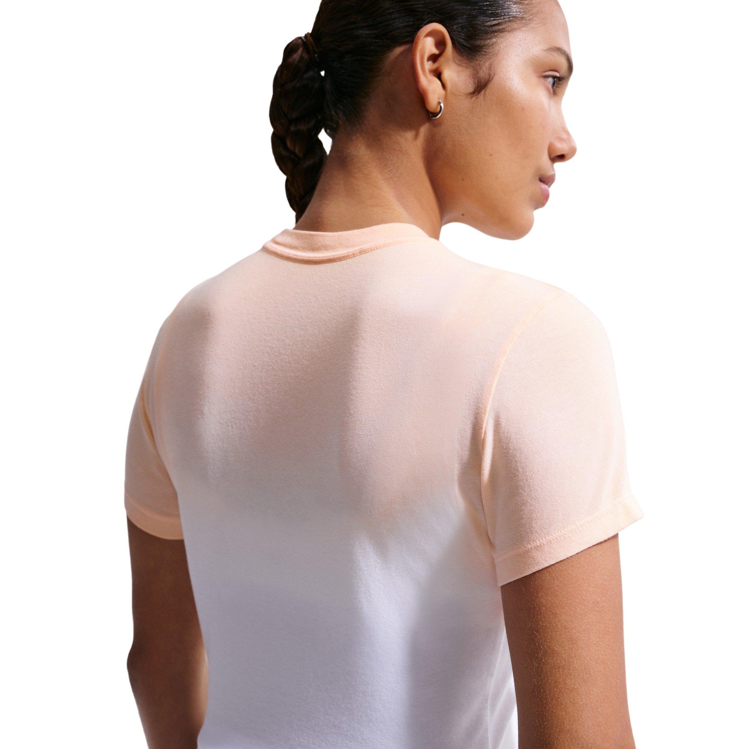 Nike Women's Sportswear Chill Knit Dip Dye Slim Cropped T-Shirt - PEACH Thumbnail View 4