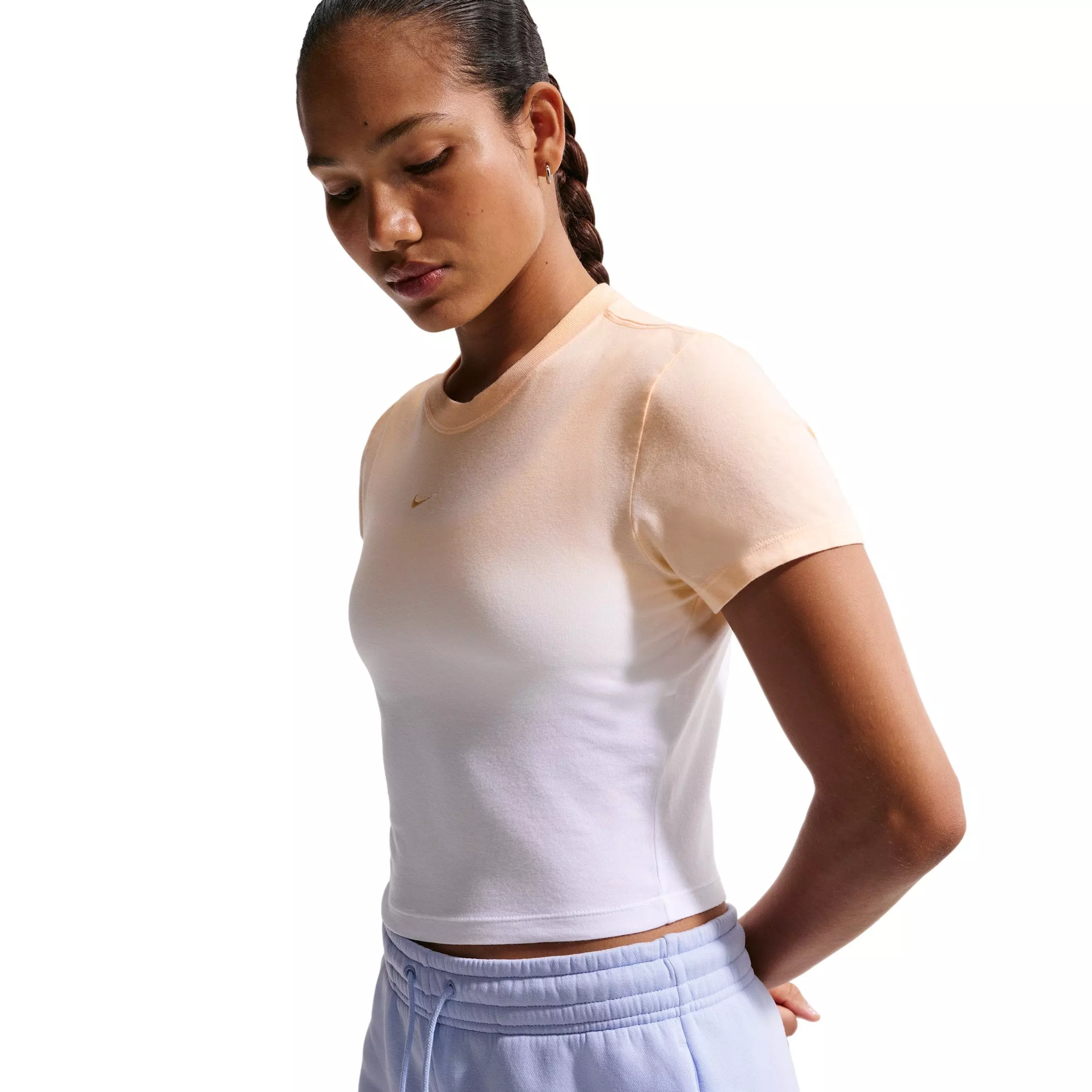 Nike Women's Sportswear Chill Knit Dip Dye Slim Cropped T-Shirt - PEACH