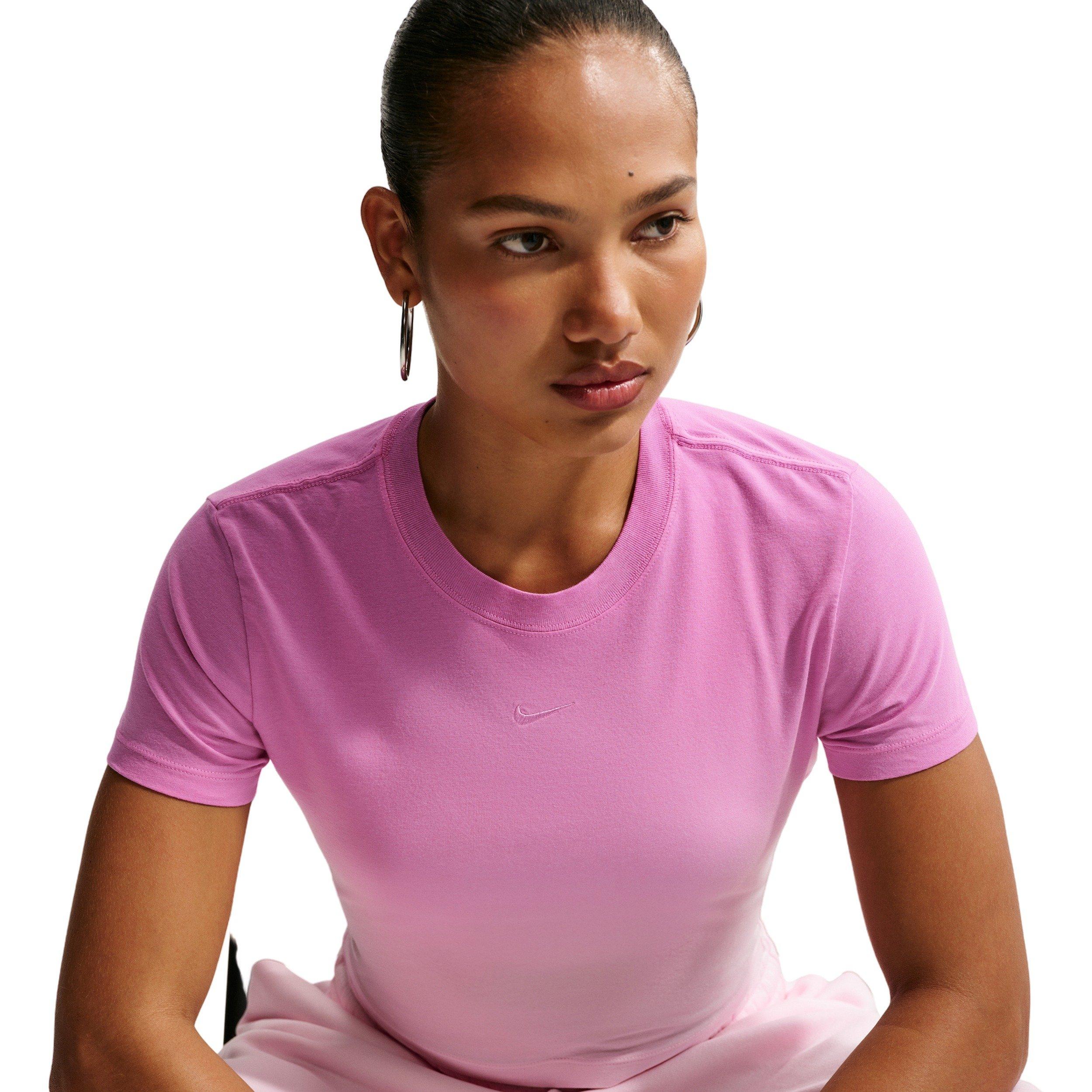 Nike Women's Sportswear Chill Knit Dip Dye Slim Cropped T-Shirt - PURPLE/PINK Thumbnail View 5