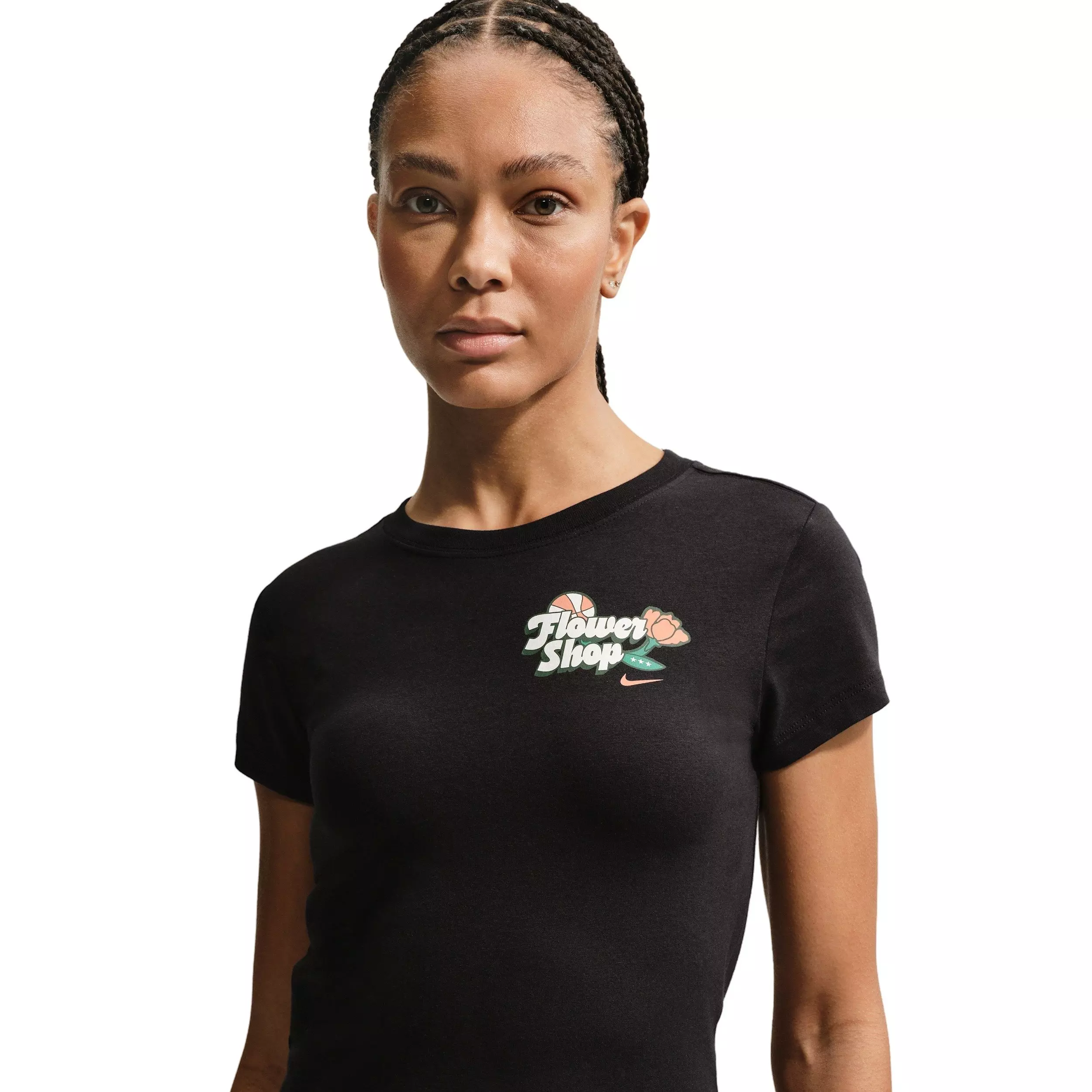Nike Women's Short-Sleeve Graphic Flower Shop Basketball T-Shirt - BLACK