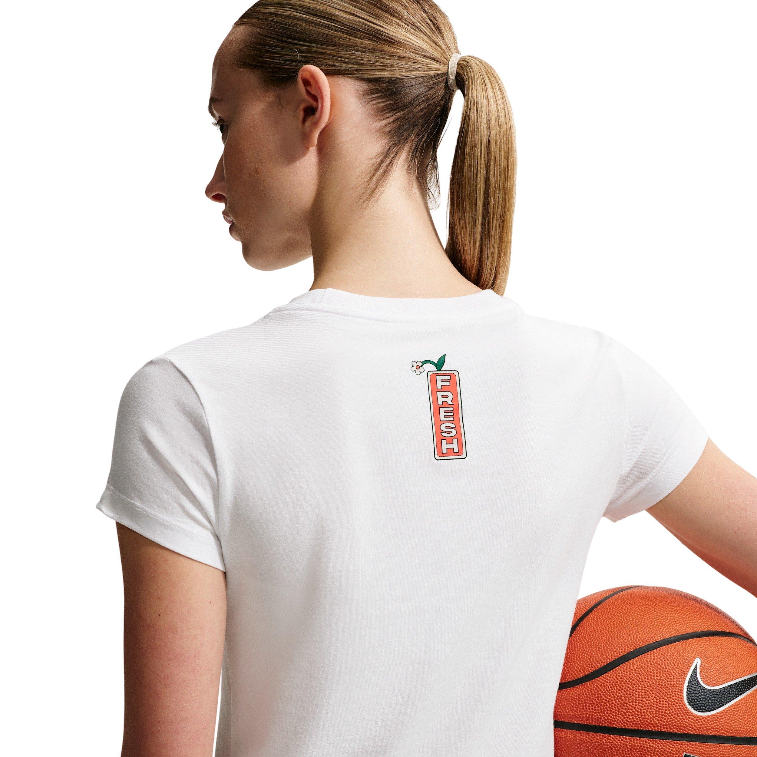 Nike Women's Short-Sleeve Graphic Flower Shop Basketball T-Shirt - WHITE Thumbnail View 4