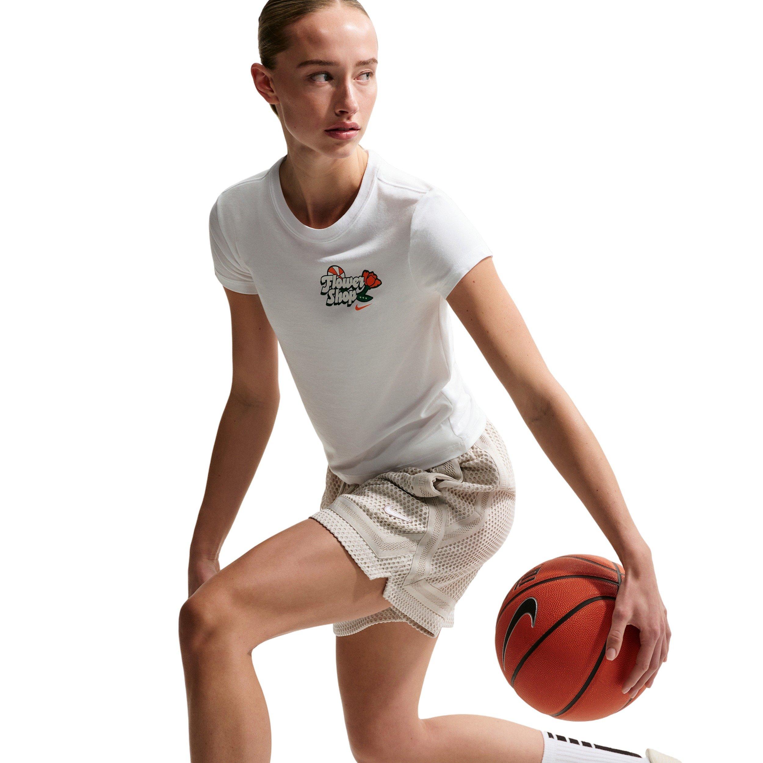 Nike Women's Short-Sleeve Graphic Flower Shop Basketball T-Shirt - WHITE Thumbnail View 5