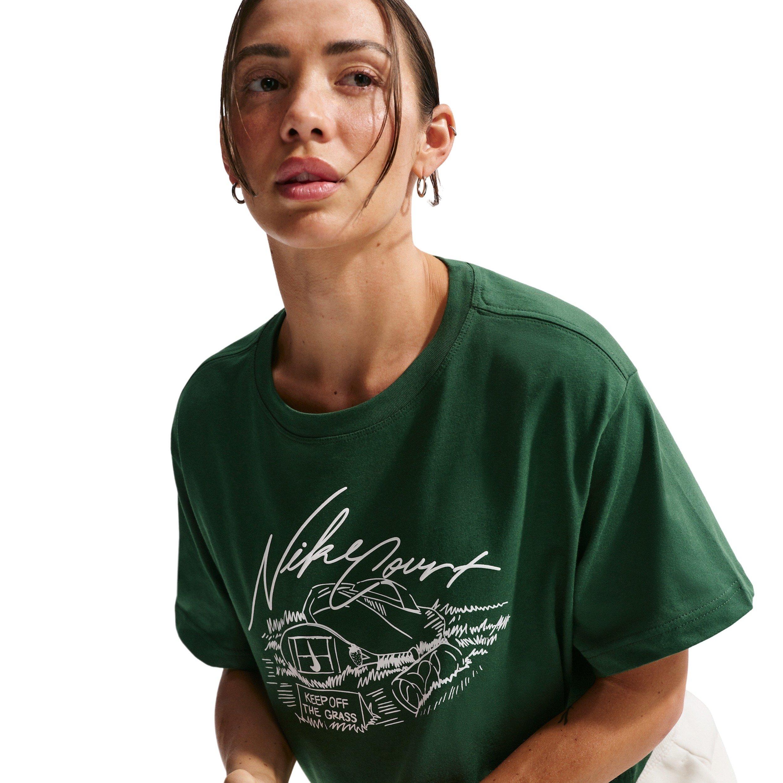 Nike Women's Cropped Tennis T-Shirt - GREEN