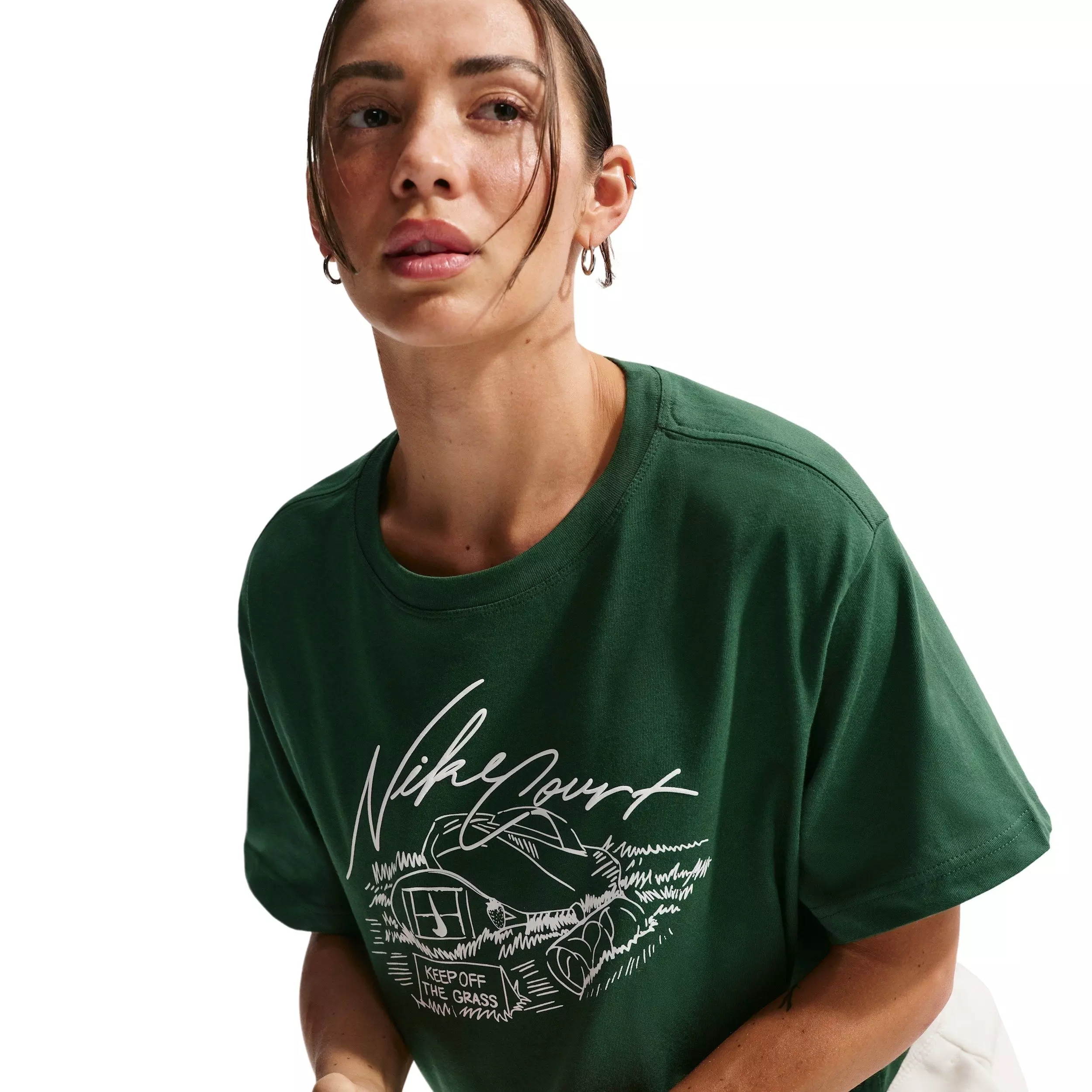 Nike Women's Cropped Tennis T-Shirt - GREEN