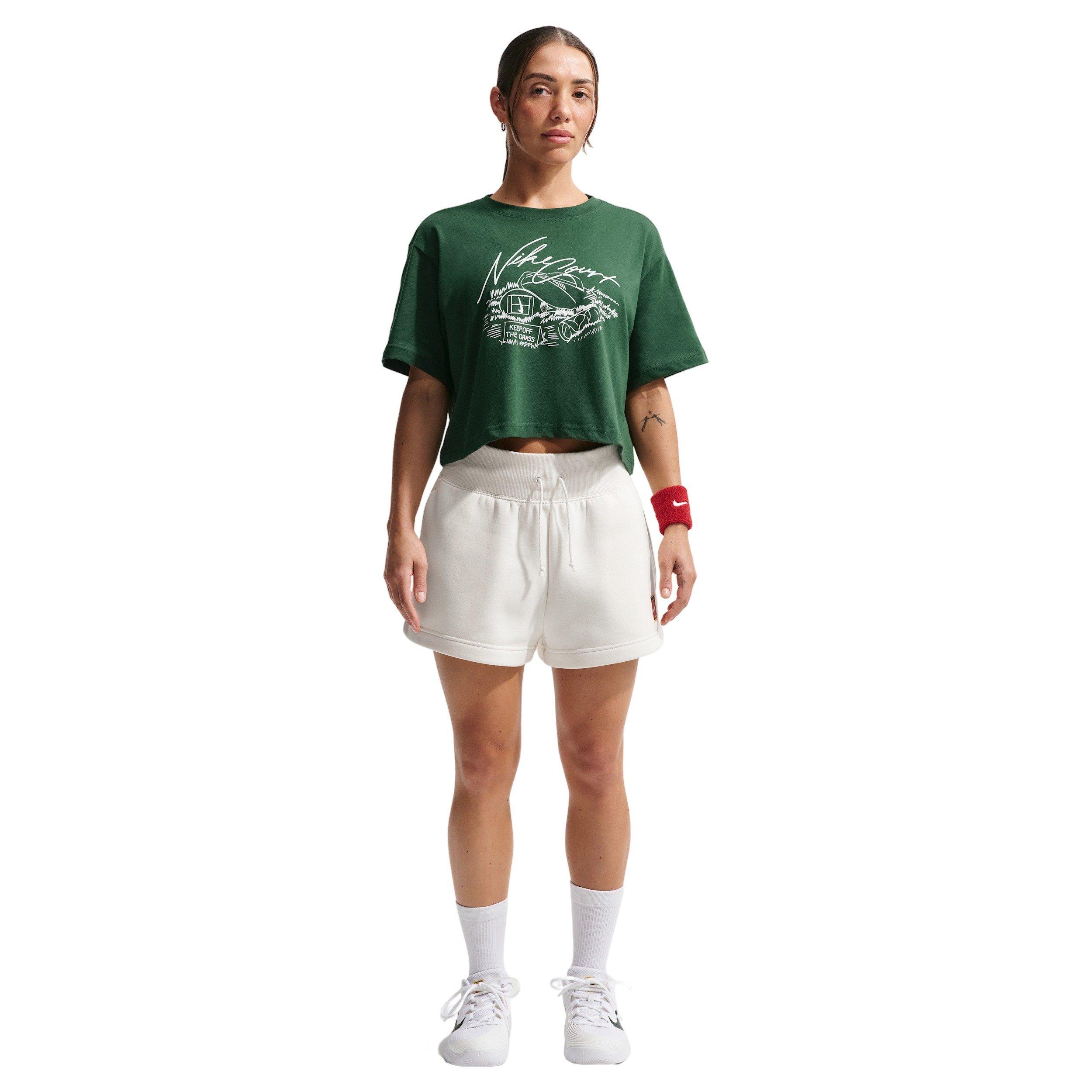 Nike Women's Cropped Tennis T-Shirt - GREEN
