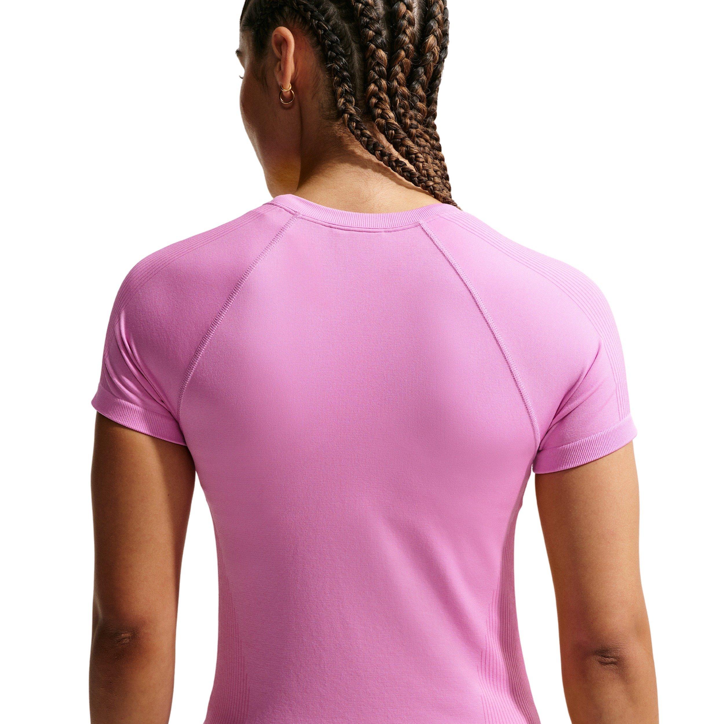 Nike Women's Pro Seamless Short-Sleeve Dri-FIT T-Shirt - MAGENTA Thumbnail View 2