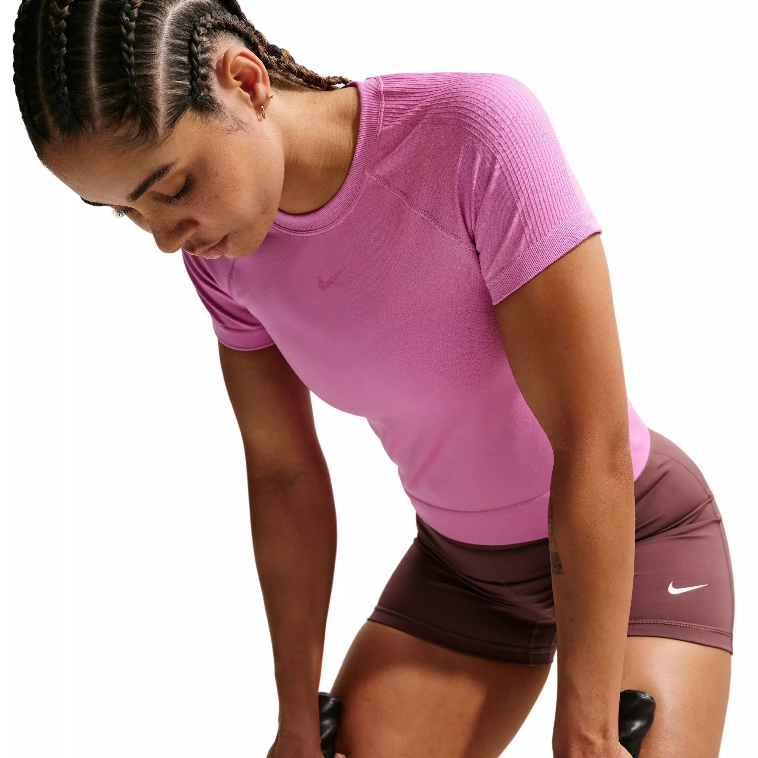 Nike Women's Pro Seamless Short-Sleeve Dri-FIT T-Shirt - MAGENTA