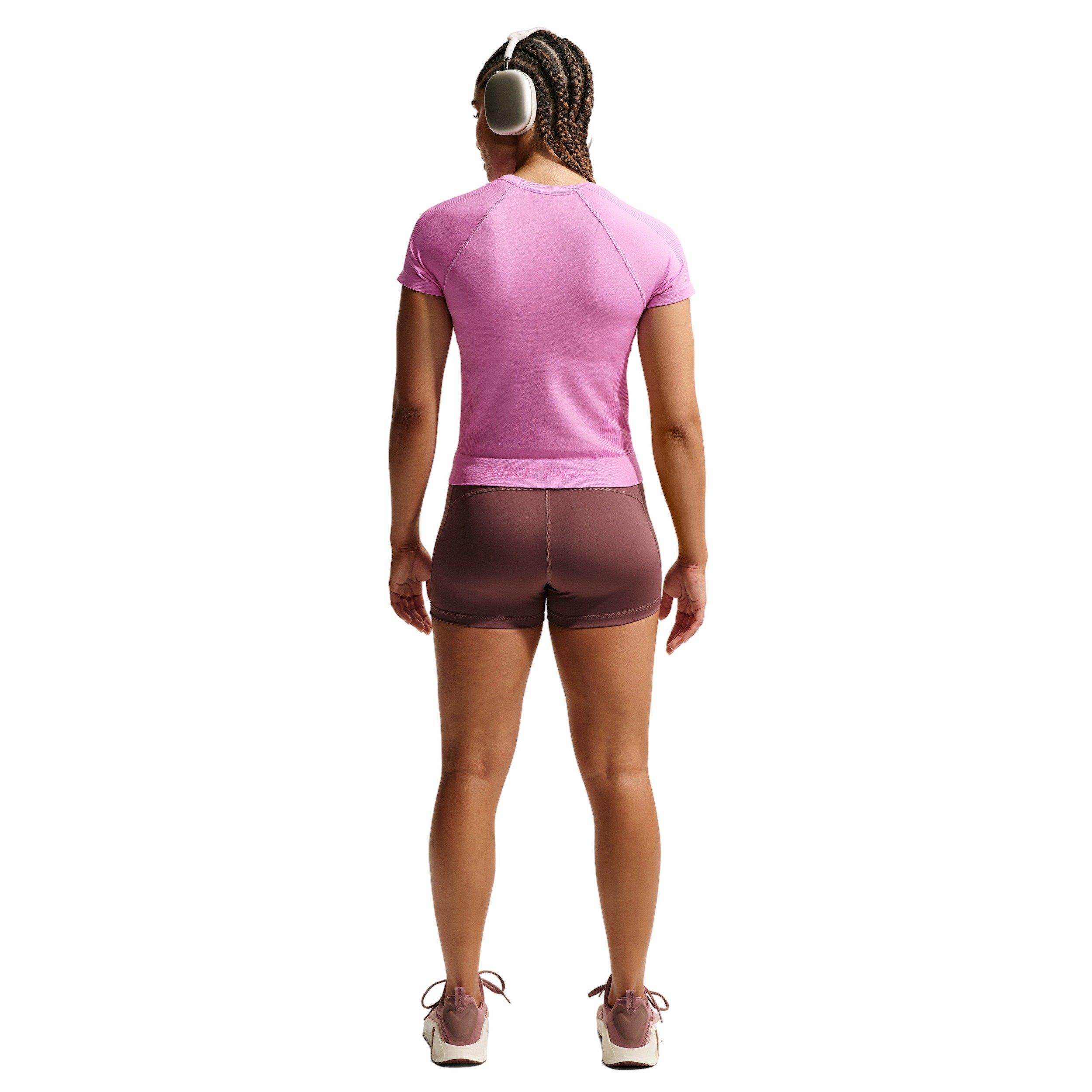 Nike Women's Pro Seamless Short-Sleeve Dri-FIT T-Shirt - MAGENTA Thumbnail View 5