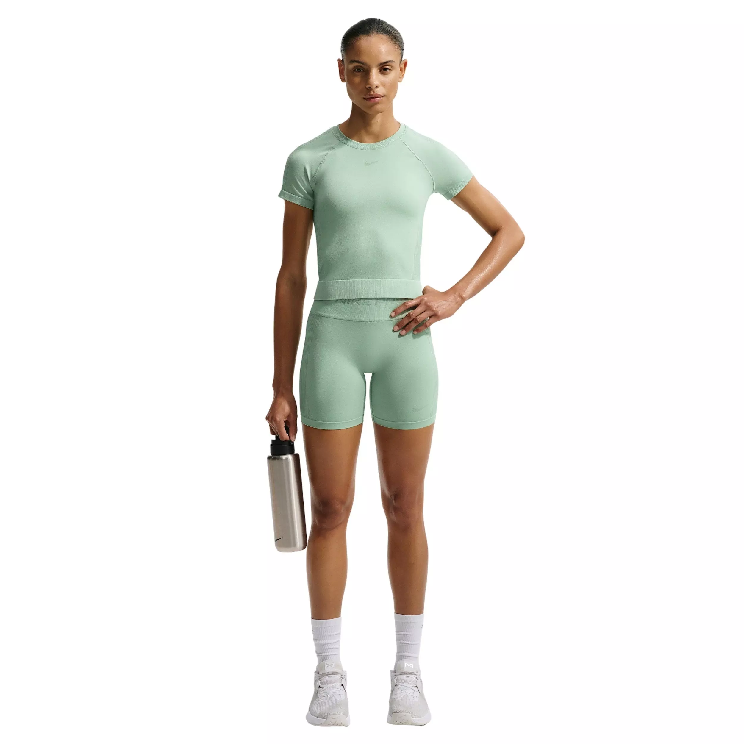 Nike Women's Pro Seamless Short-Sleeve Dri-FIT T-Shirt - STEAM GREEN