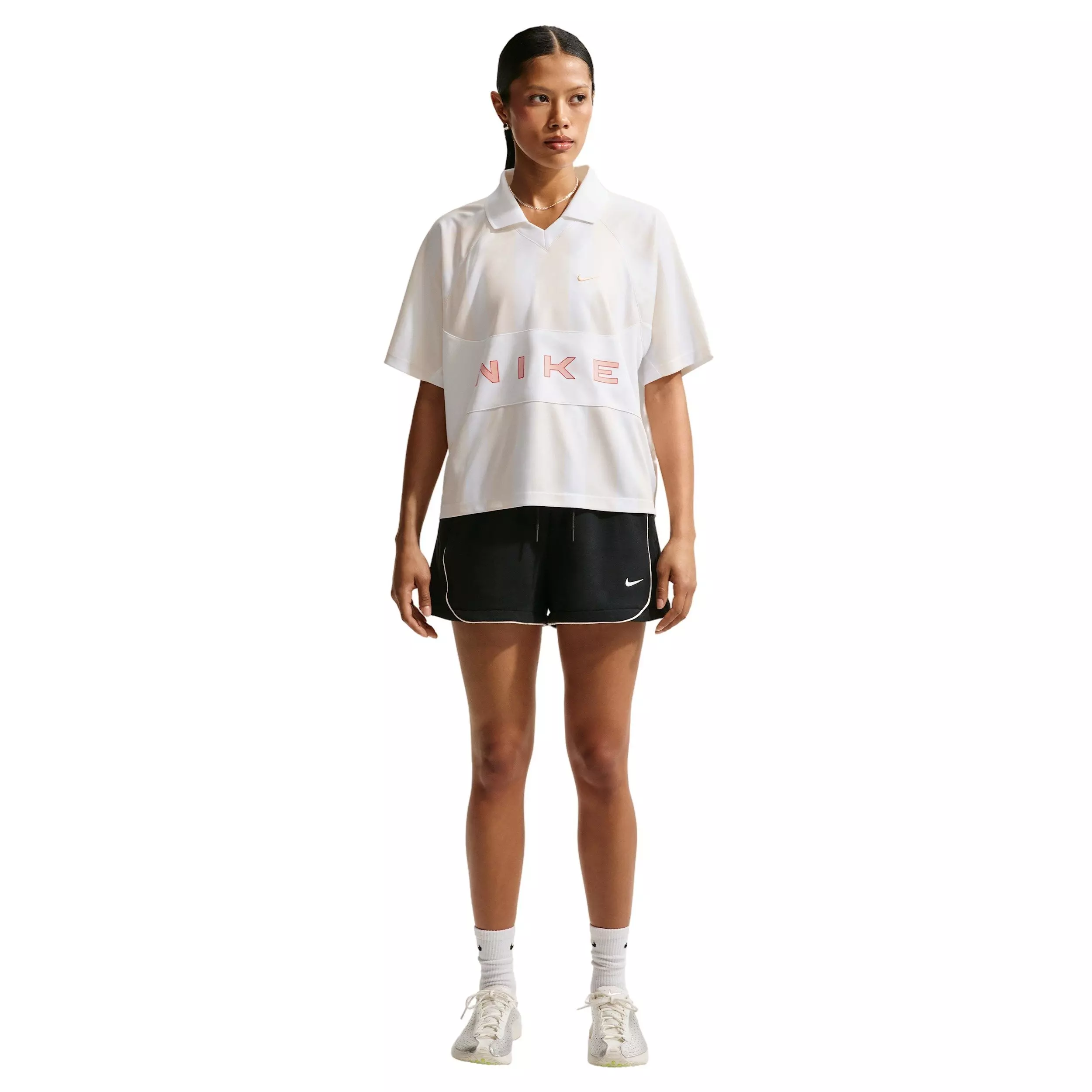 Nike Women's Sportswear Oversized Jersey - WHITE/ORANGE