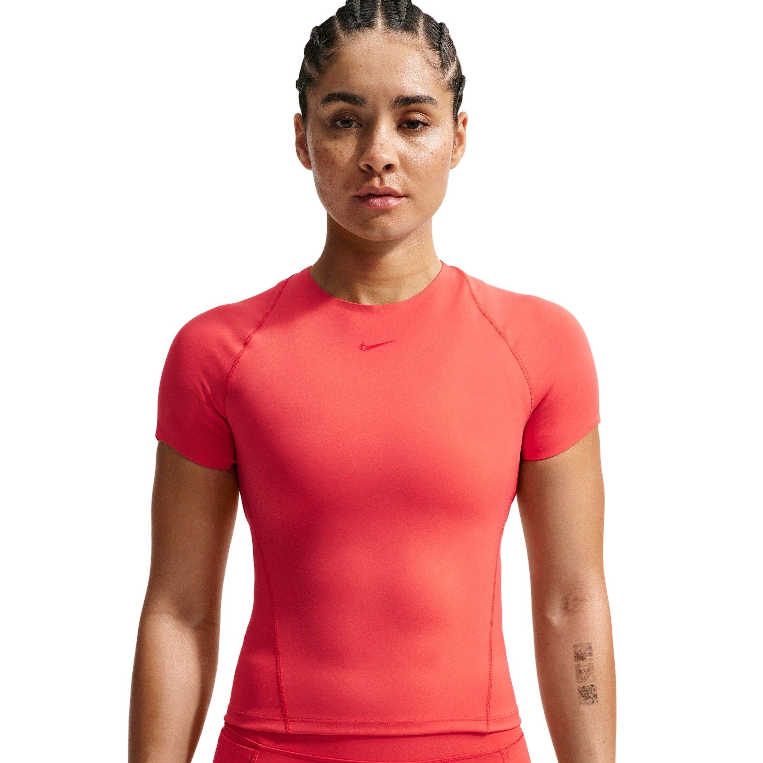 Nike Women's Universa Dri-FIT Short-Sleeve Top - Lt Crimson - LT CRIMSON Thumbnail View 3
