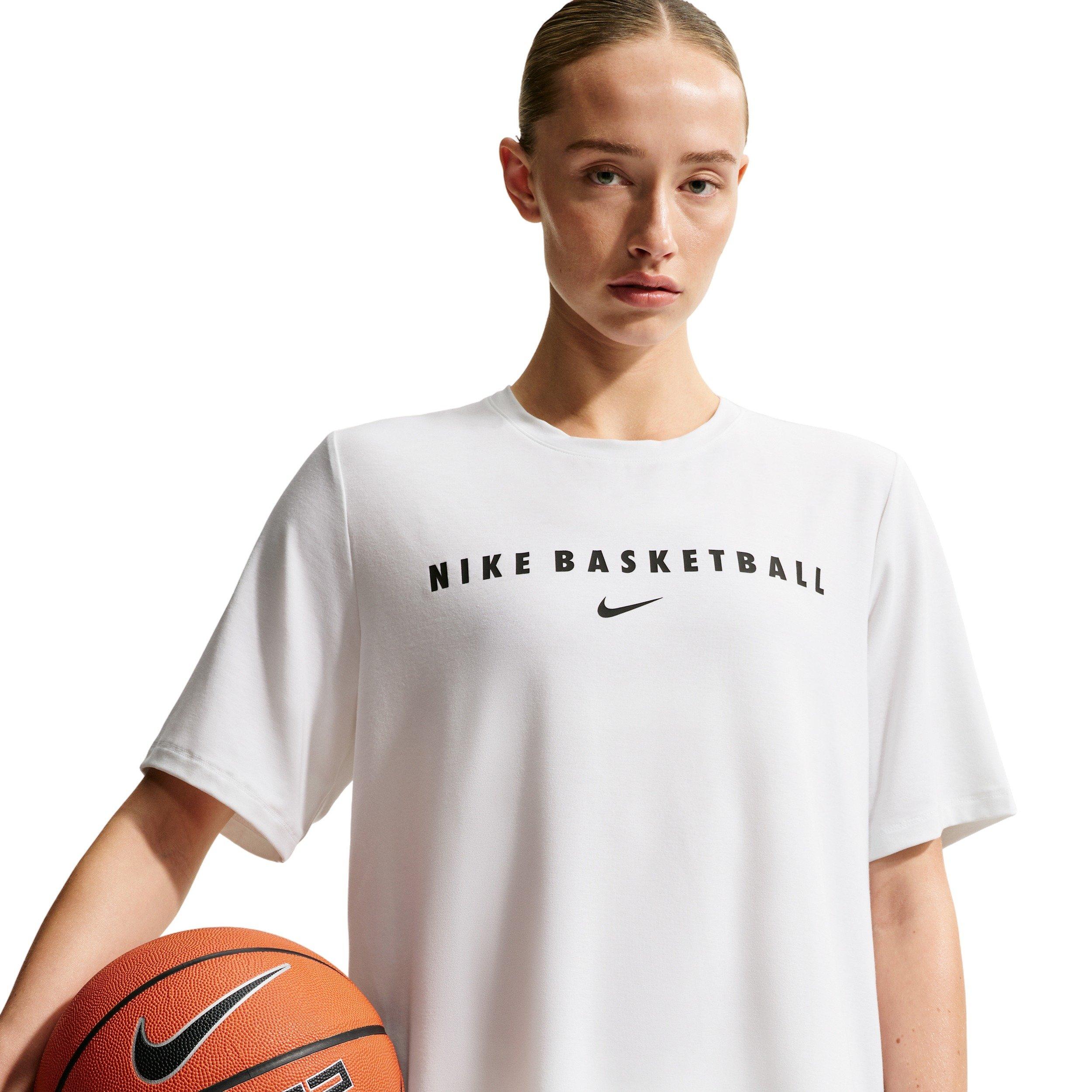 Nike Women's Dri-FIT Short-Sleeve Warm-Up Basketball Top - WHITE/BLACK Thumbnail View 1