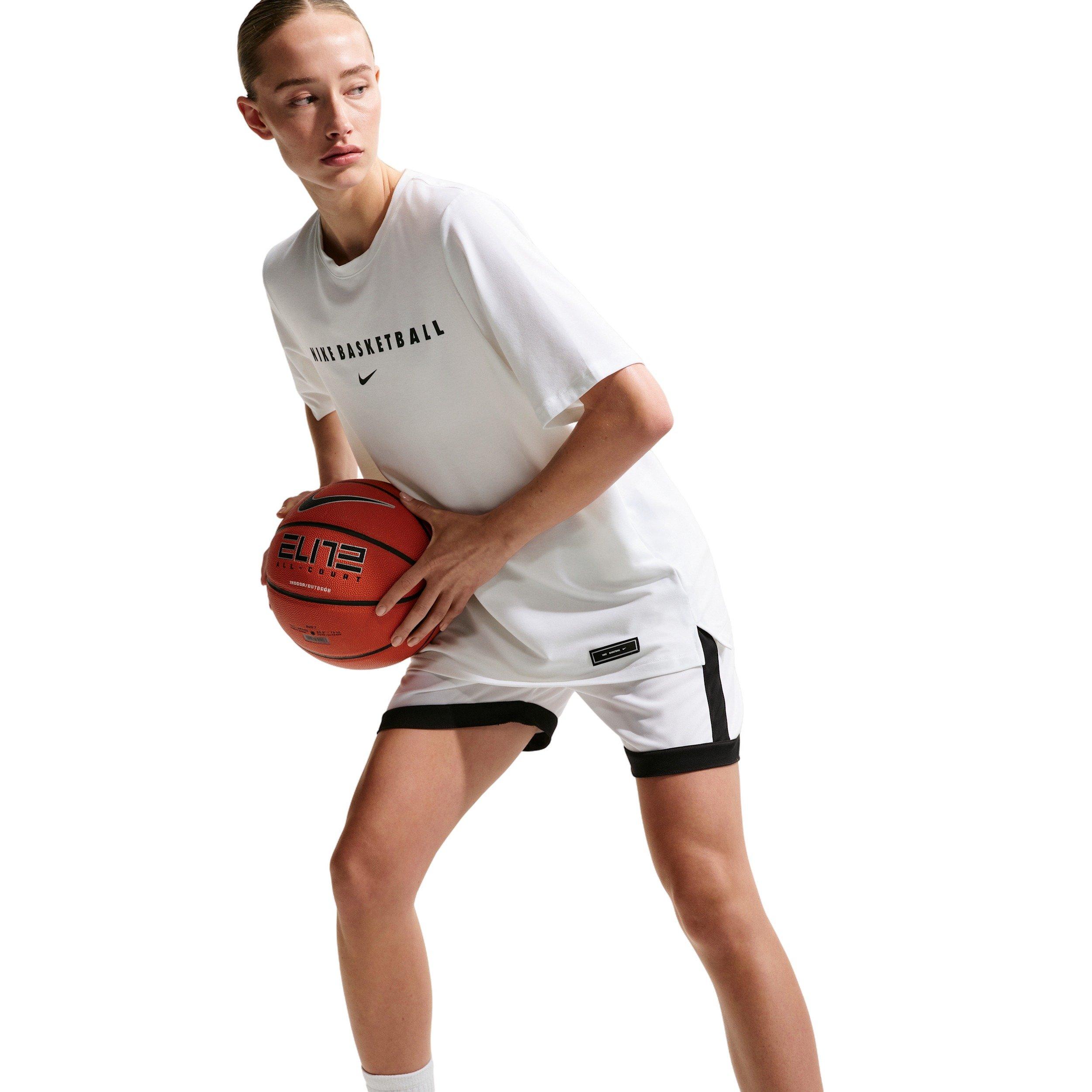 Nike Women's Dri-FIT Short-Sleeve Warm-Up Basketball Top - WHITE/BLACK Thumbnail View 3