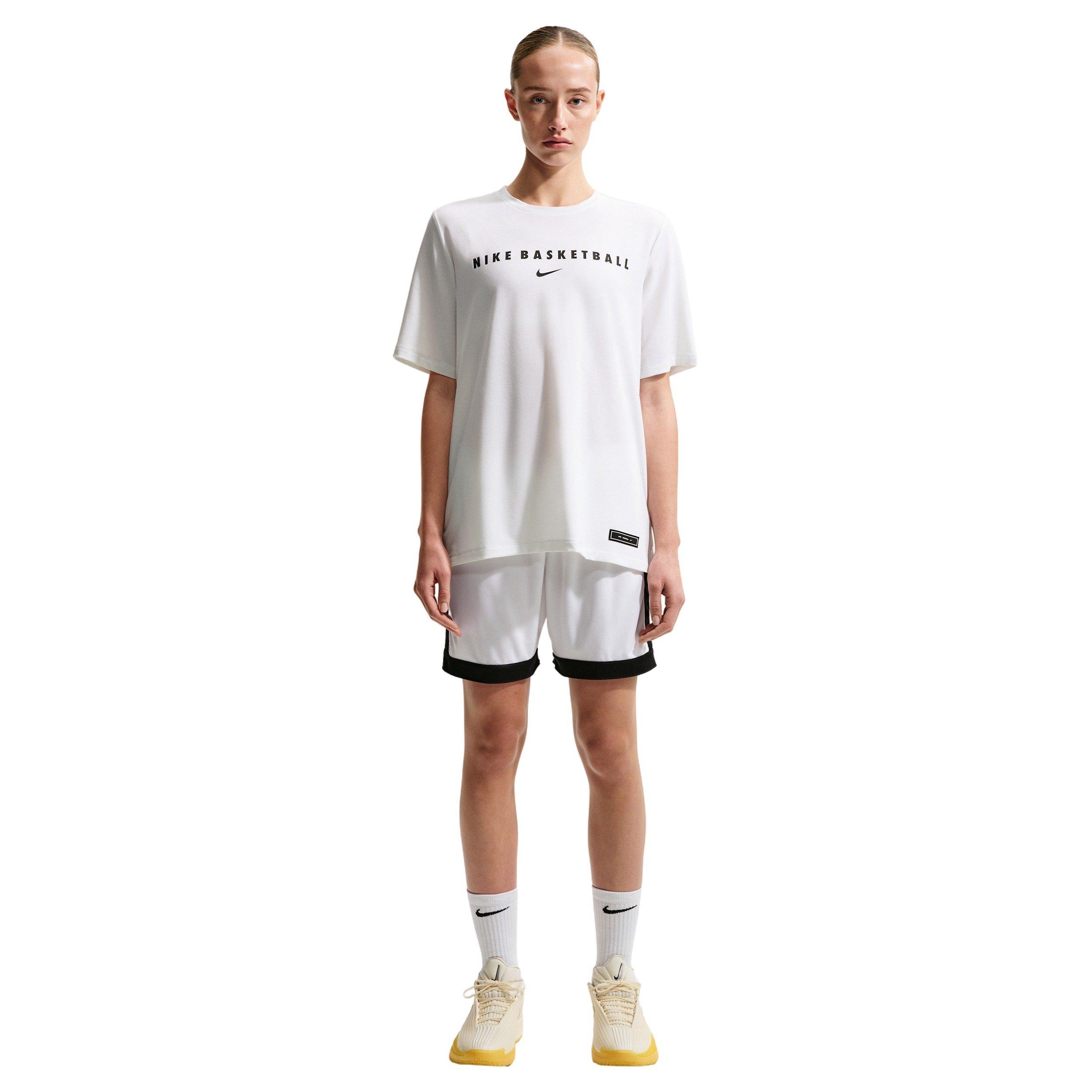 Nike Women's Dri-FIT Short-Sleeve Warm-Up Basketball Top - WHITE/BLACK Thumbnail View 4
