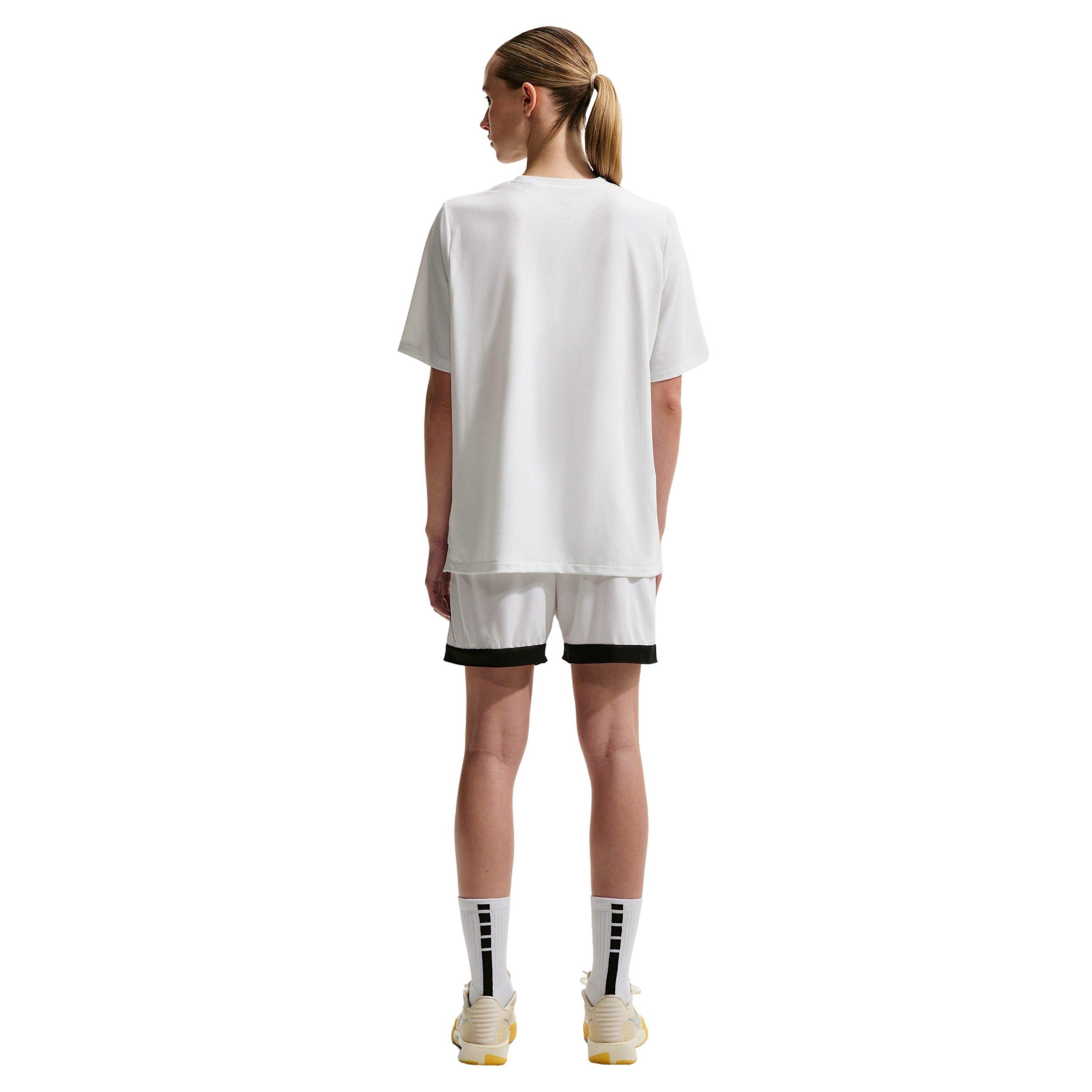 Nike Women's Dri-FIT Short-Sleeve Warm-Up Basketball Top - WHITE/BLACK Thumbnail View 5